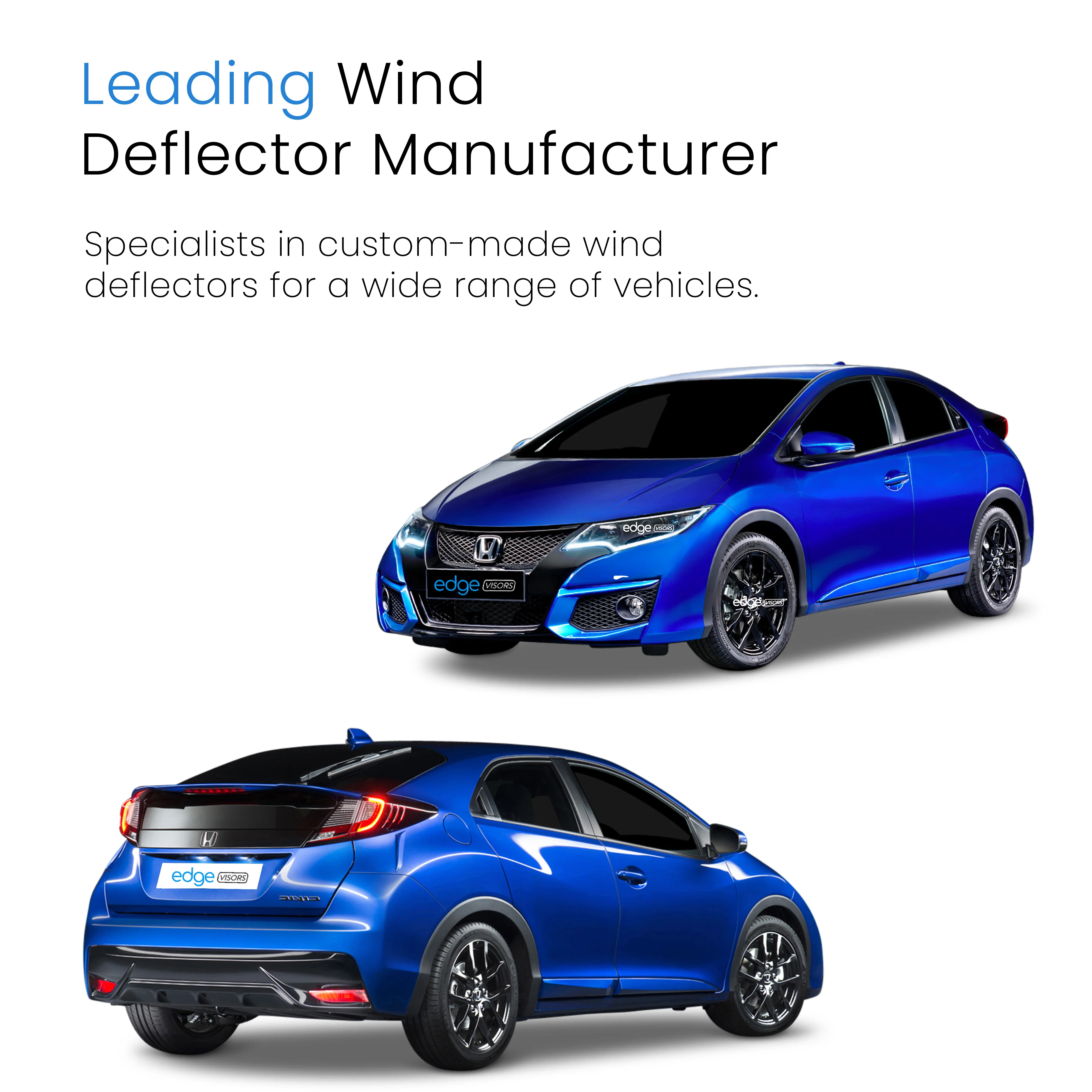 Honda Civic MK9 2012-2016 5 Door Hatchback Wind Deflectors 4pc - Image 4