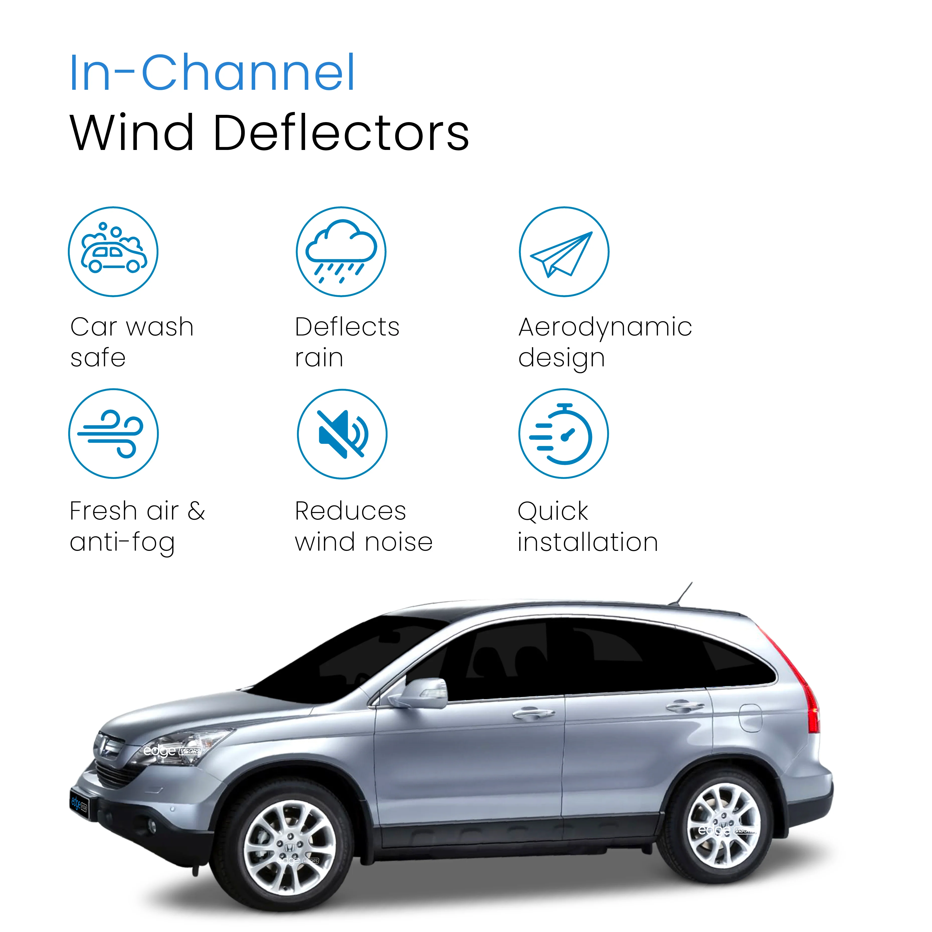Honda CR-V MK3 2007-2012 5 Door SUV Wind Deflectors 4pc - Image 3