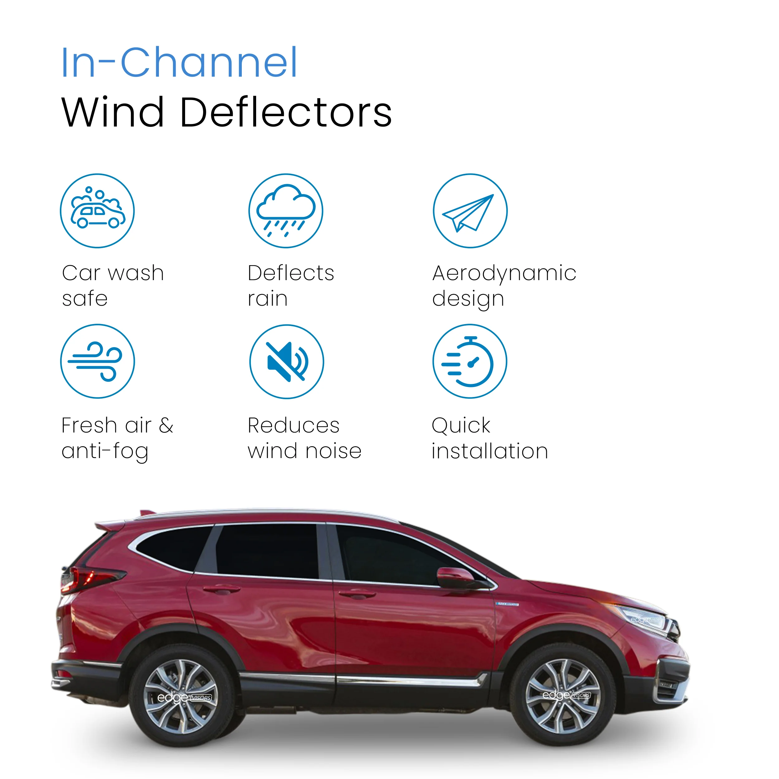 Honda CR-V MK5 2017-2022 5 Door SUV Wind Deflectors 4pc - Image 3