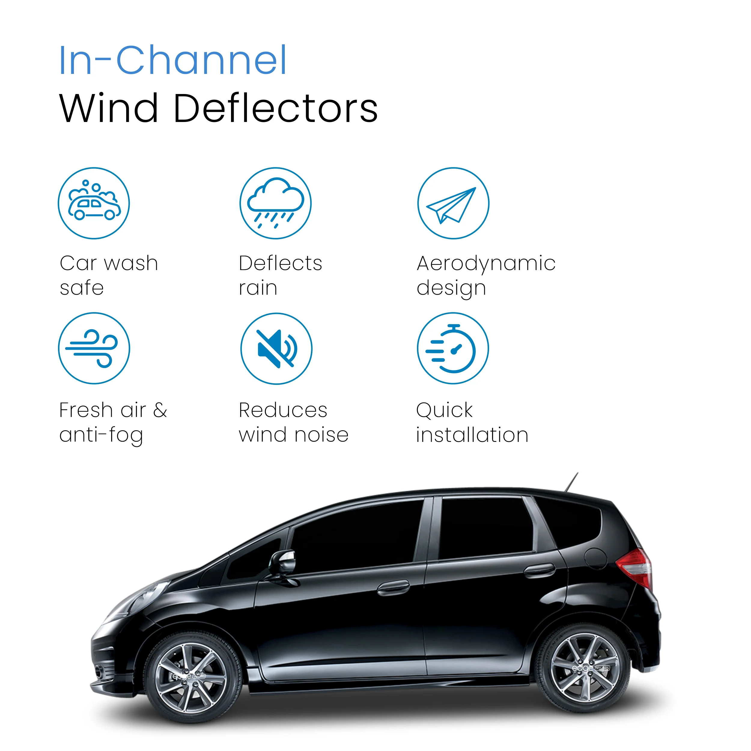 Honda Jazz MK2 2008-2014 5 Door Hatchback Wind Deflectors 4pc - Image 3