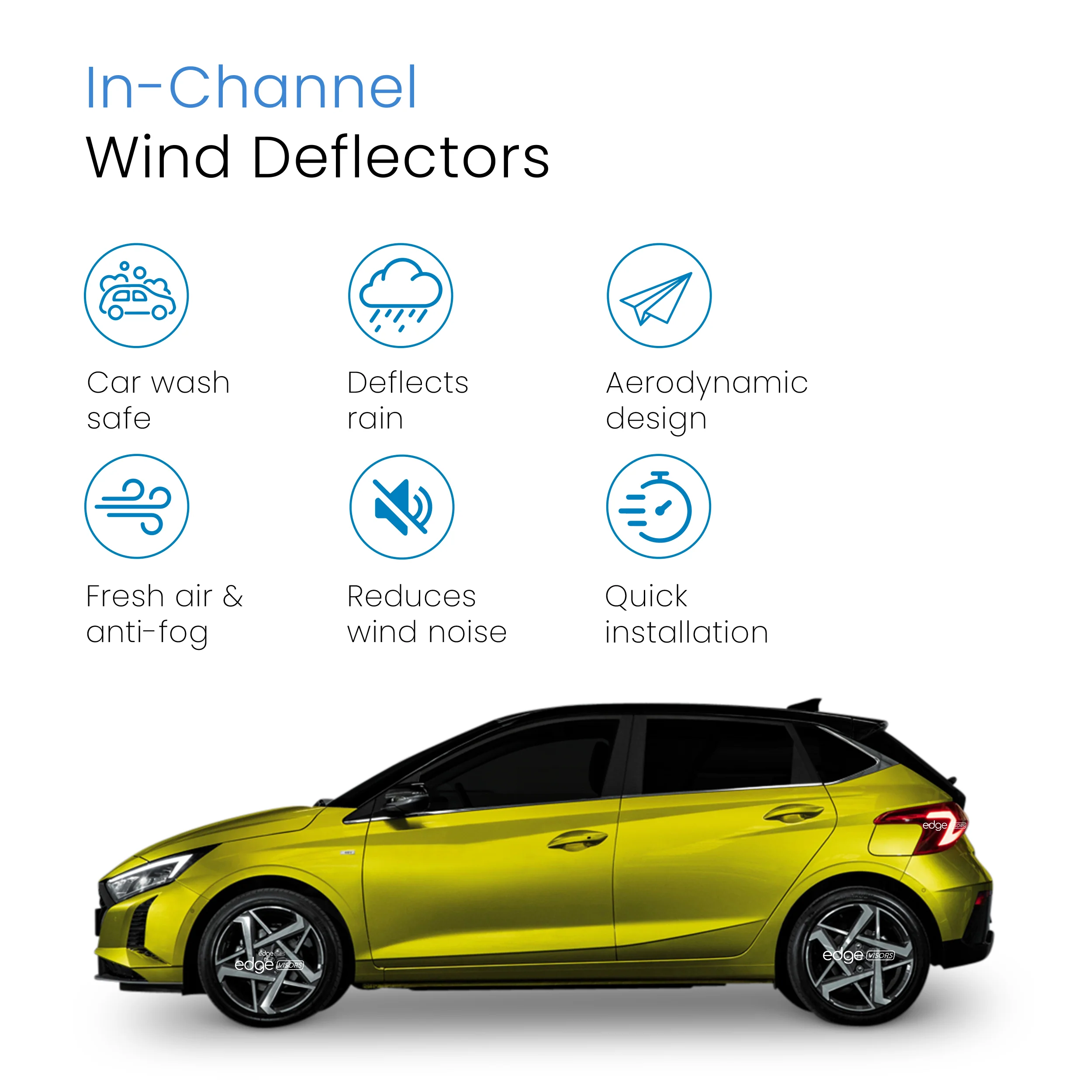 Hyundai i20/i20 N-line MK3 2020-Onwards 5 Door Hatchback Wind Deflectors 4pc - Image 3