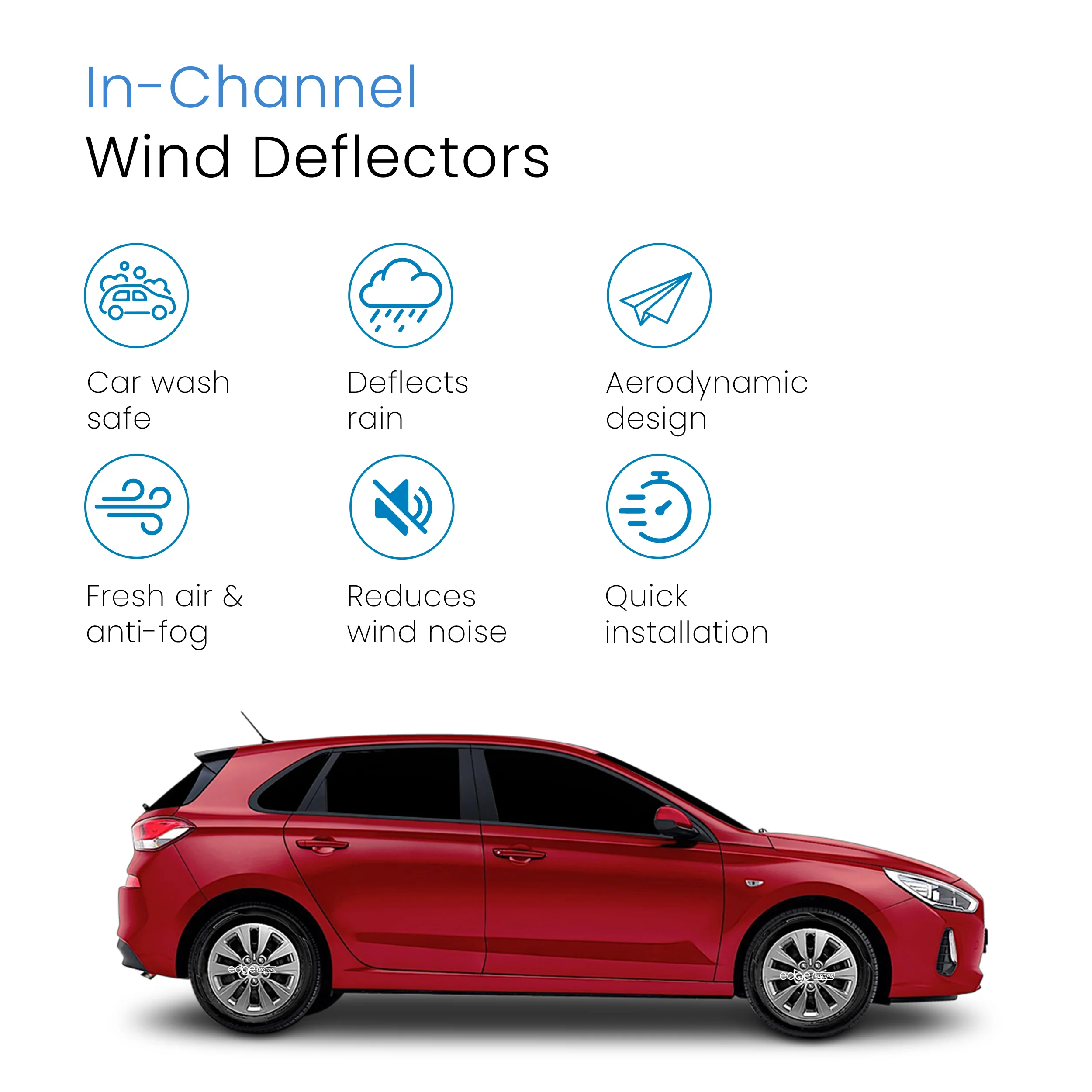 Hyundai i30  / i30N MK3 2017-onwards 5 Door Hatchback / Estate Wind Deflectors 4pc - Image 3