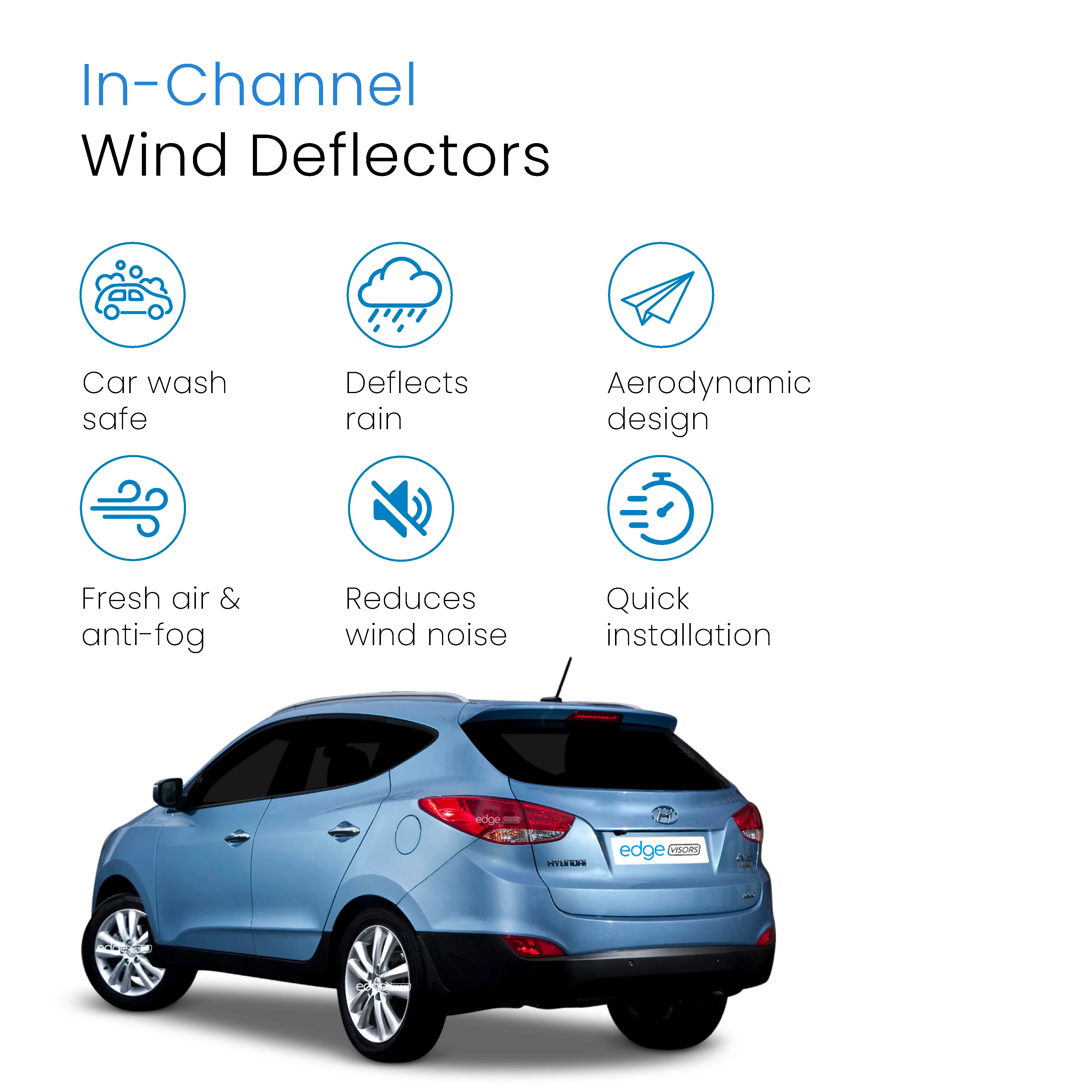 Hyundai ix35 2010-2015 5 Door SUV Wind Deflectors 4pc - Image 3