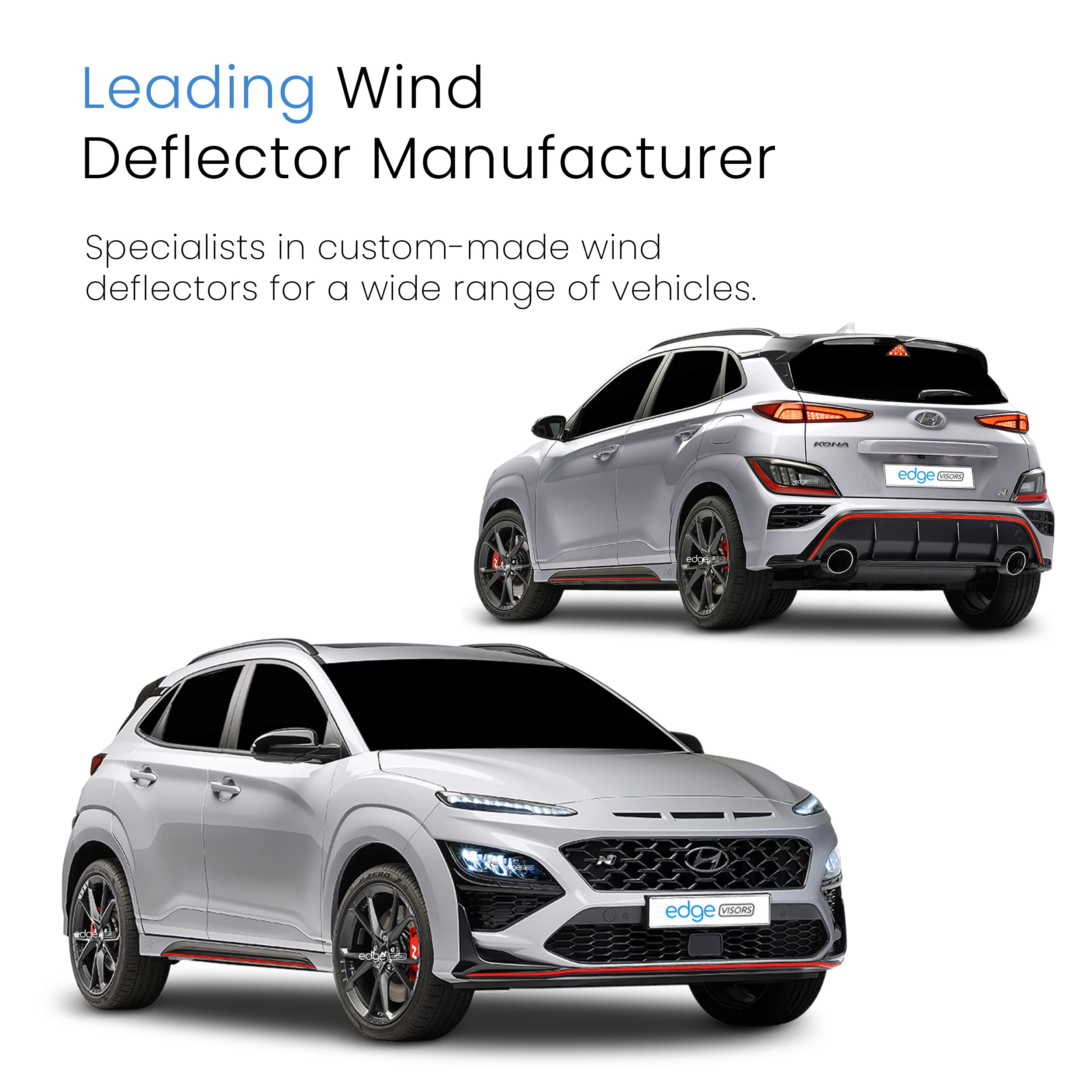 Hyundai Kona MK1 2017-2023 5 Door SUV Wind Deflectors 4pc - Image 4
