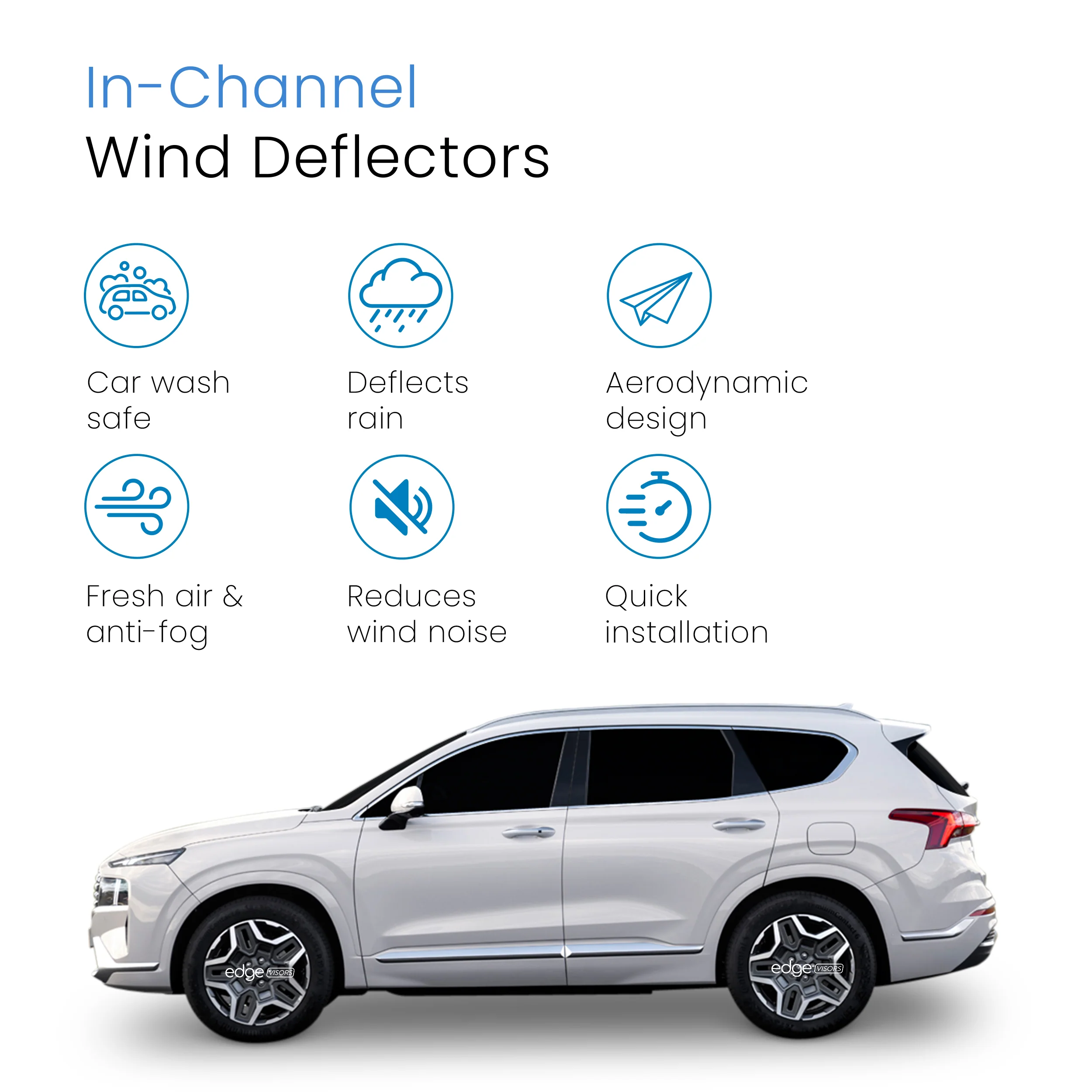 Hyundai Santa Fe MK4 2018-Onwards 5 Door SUV Wind Deflectors 4pc - Image 3