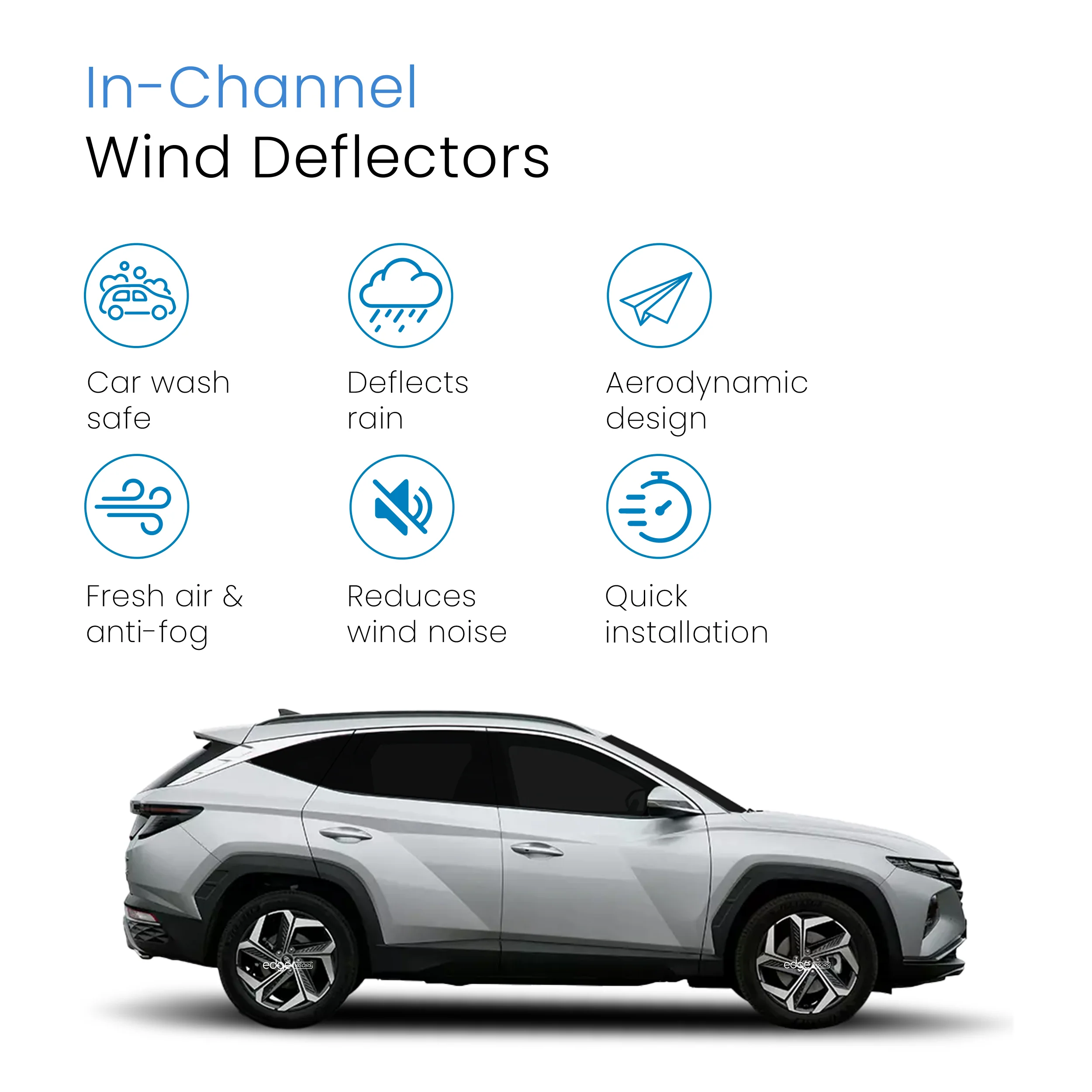 Hyundai Tucson MK4 2021-onwards 5 Door SUV Wind Deflectors 4pc - Image 3