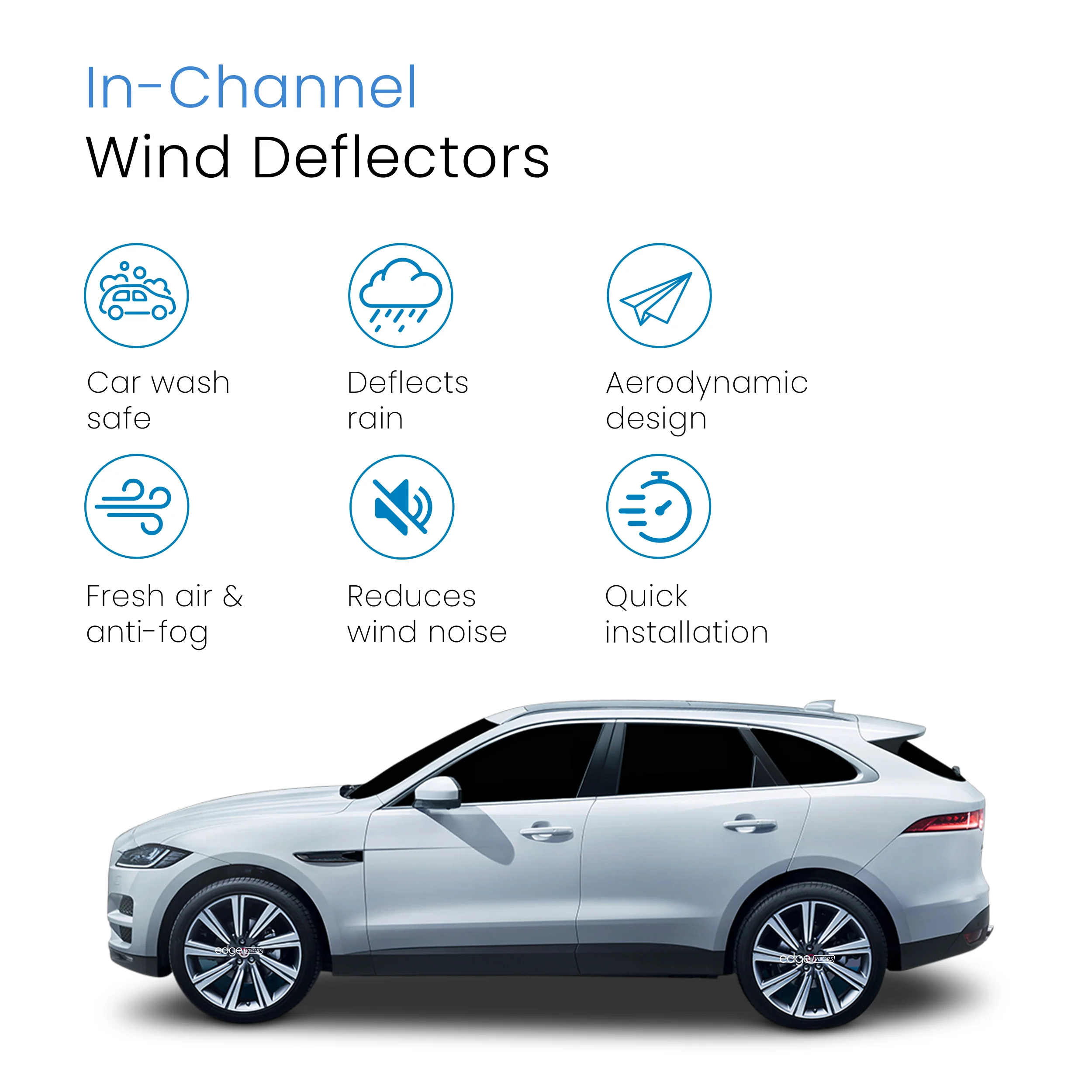 Jaguar F-Pace 2016-onwards 5 Door SUV Wind Deflectors 4pc - Image 3