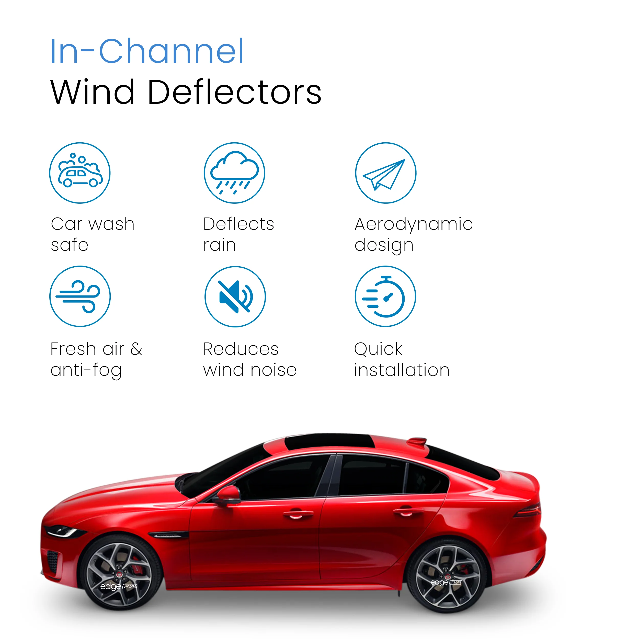 Jaguar XE X760 2015-2024 4 Door Saloon Wind Deflectors 4pc - Image 3