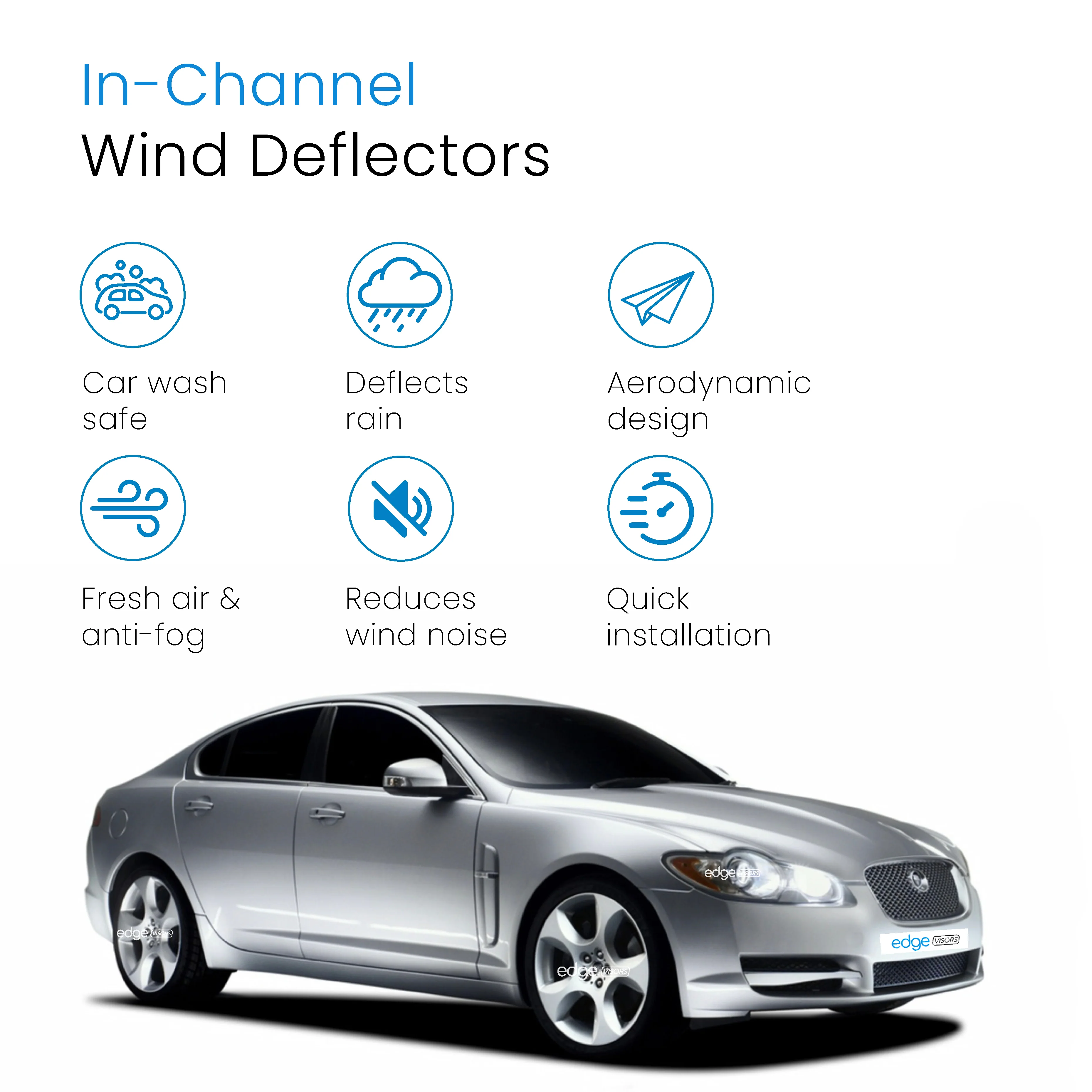 Jaguar XF X250 MK1 2007-2015 4 Door Saloon Wind Deflectors 4pc - Image 3