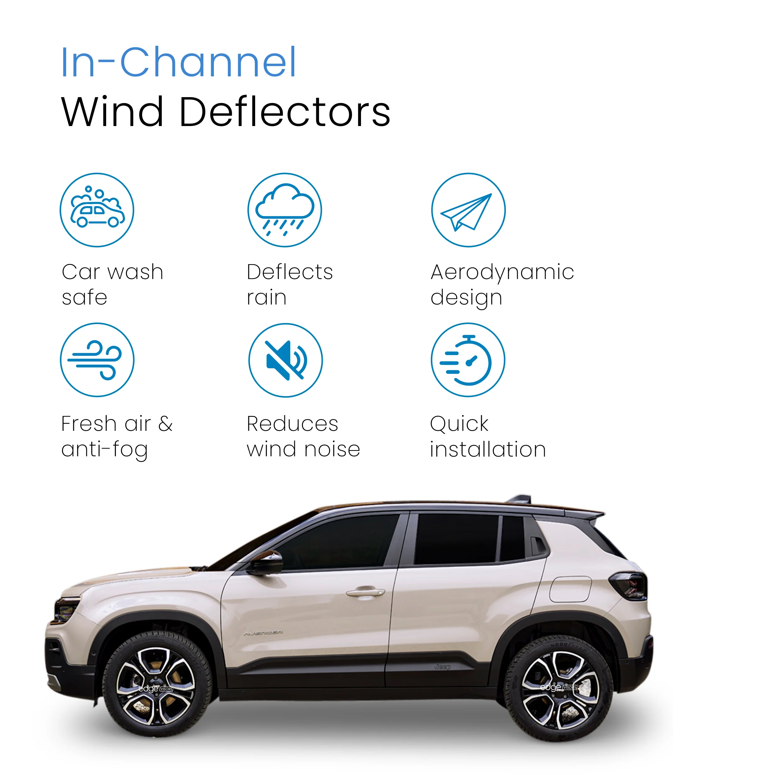 Jeep Avenger 2023-onwards 5 Door SUV Wind Deflectors 4pc - Image 3