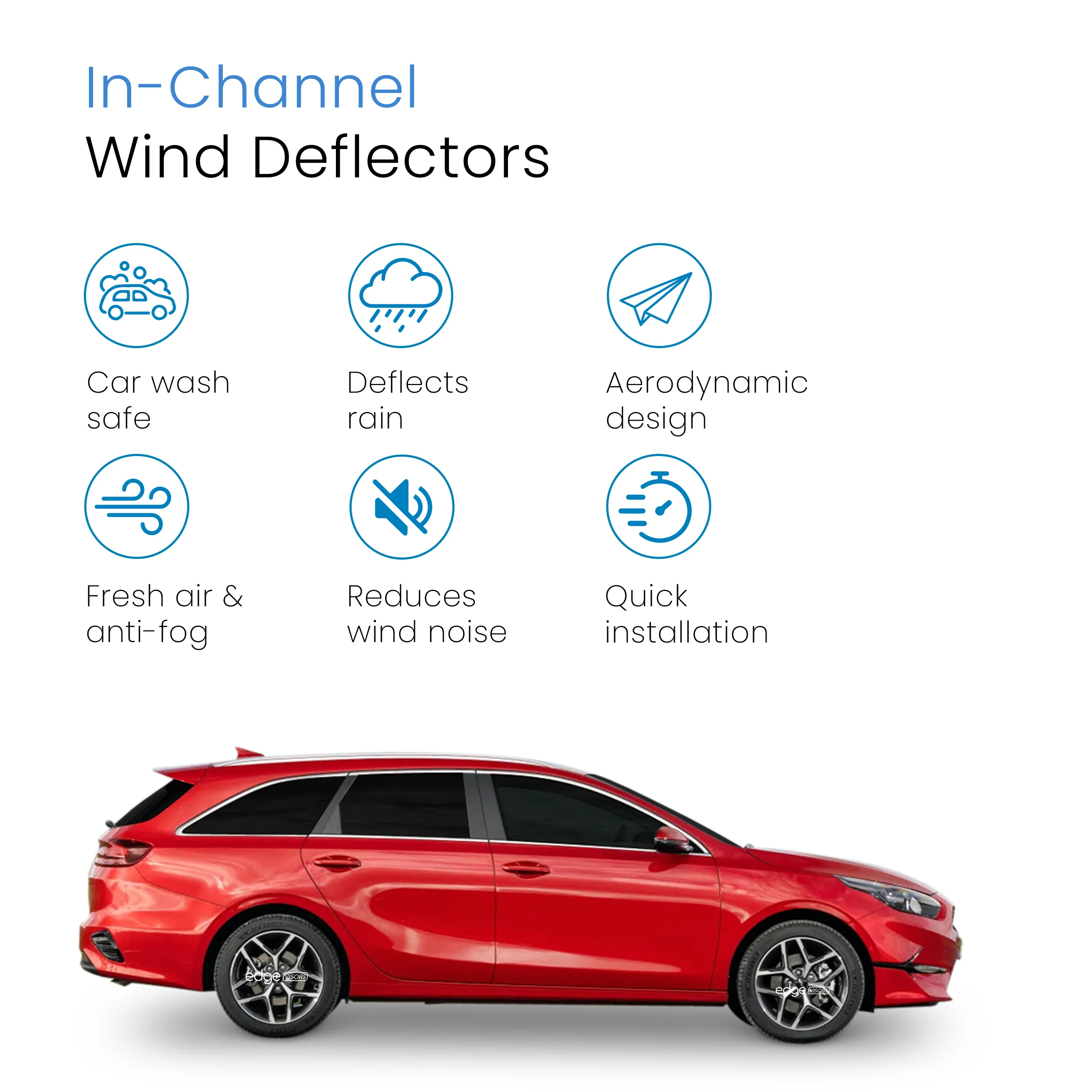 Kia Ceed MK3 2018-2024 5 Door Estate Wind Deflectors 4pc - Image 3
