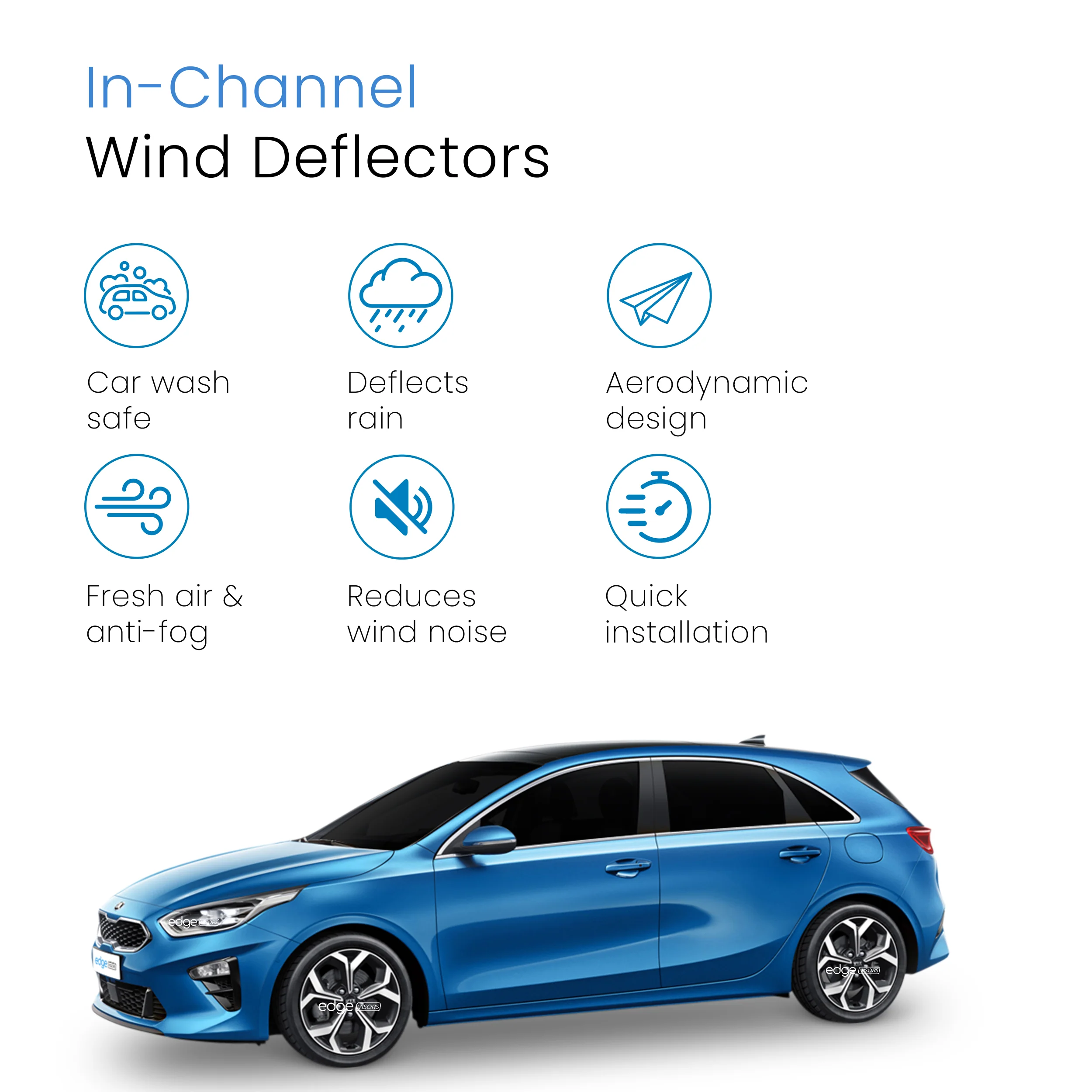 Kia Ceed MK3 2018-2024 5 Door Hatchback Wind Deflectors 4pc - Image 3