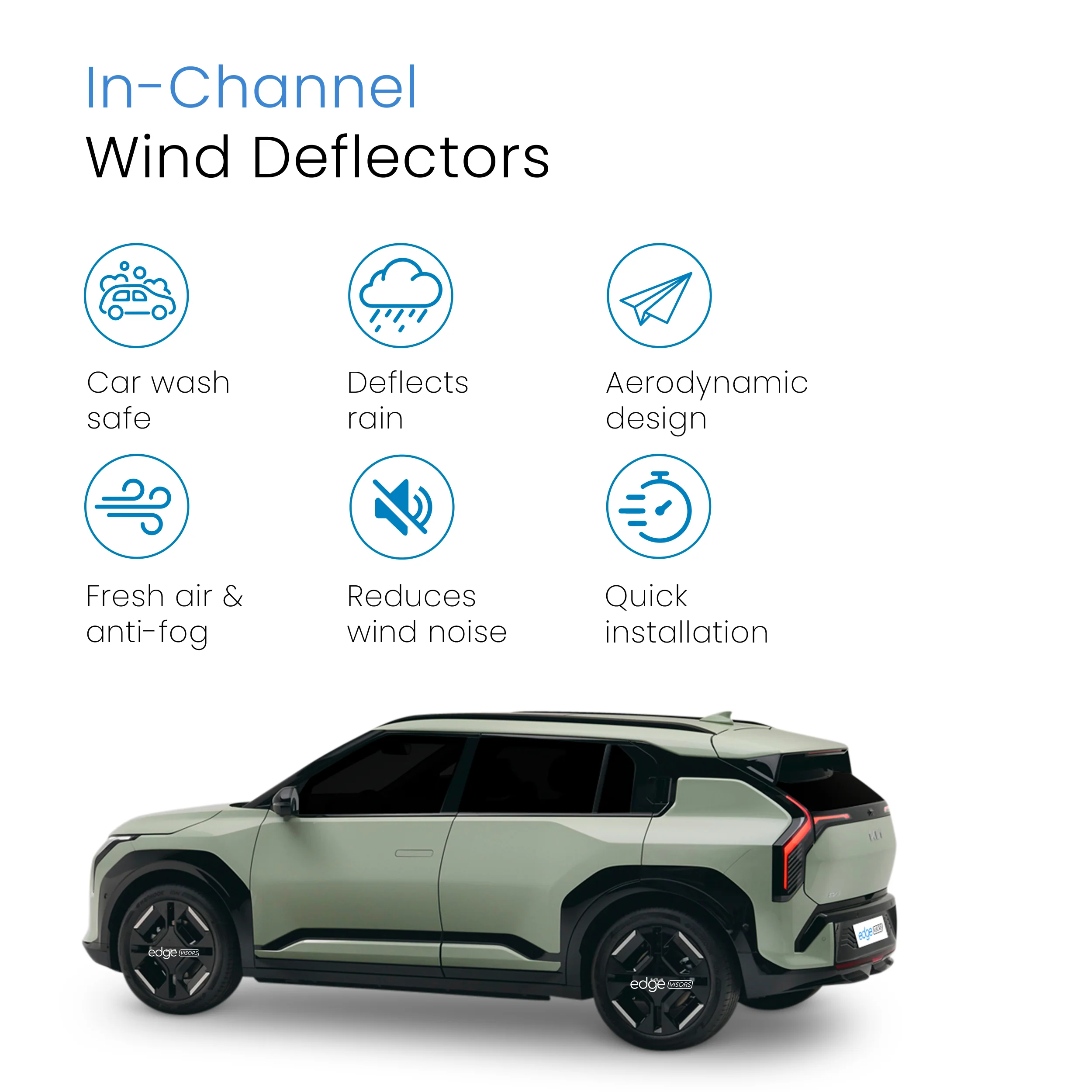 KIA EV3 2024-onwards 5 Door SUV Wind Deflectors 4pc - Image 3