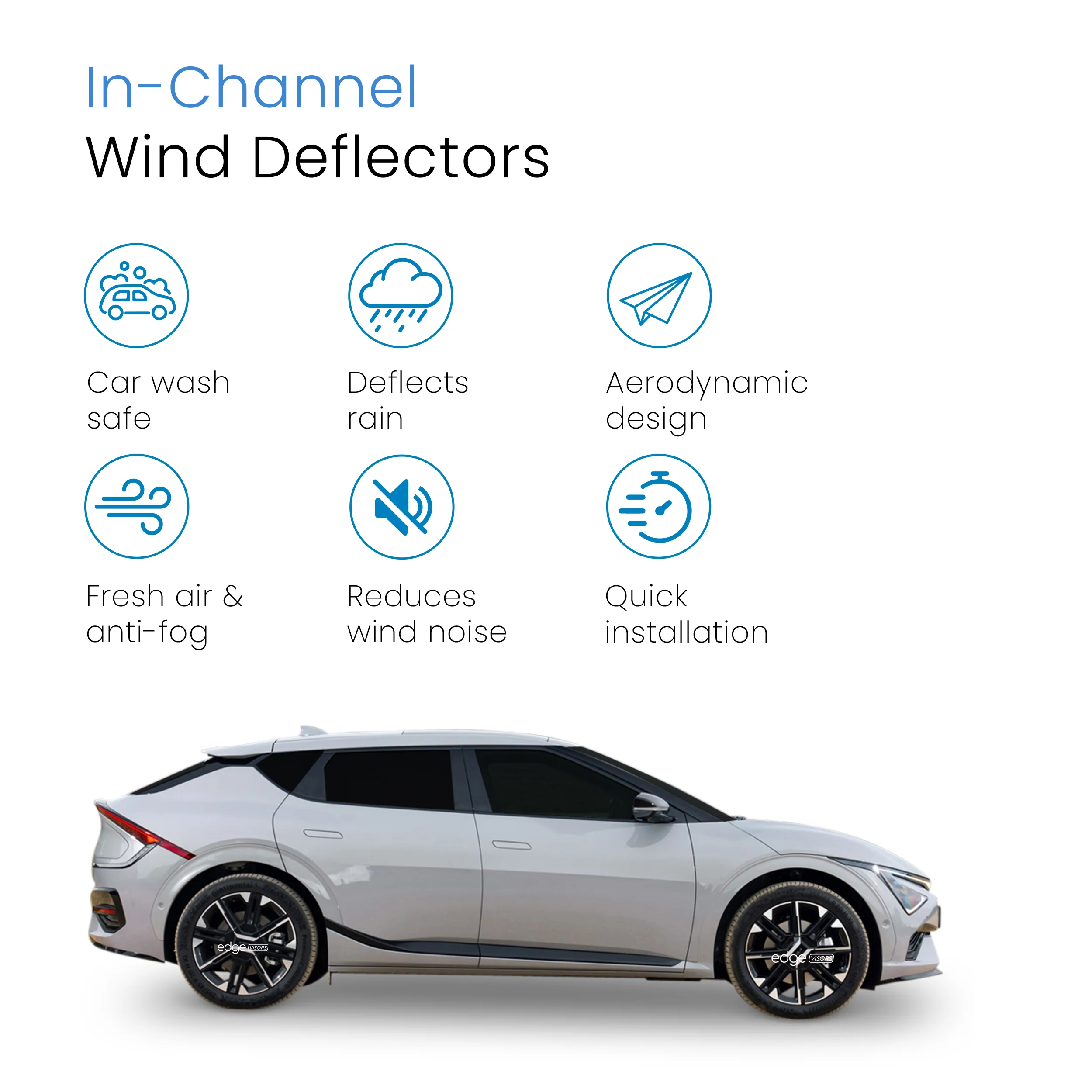 Kia EV6 Electric 2021-Onwards 5 Door SUV Wind Deflectors 4pc - Image 3