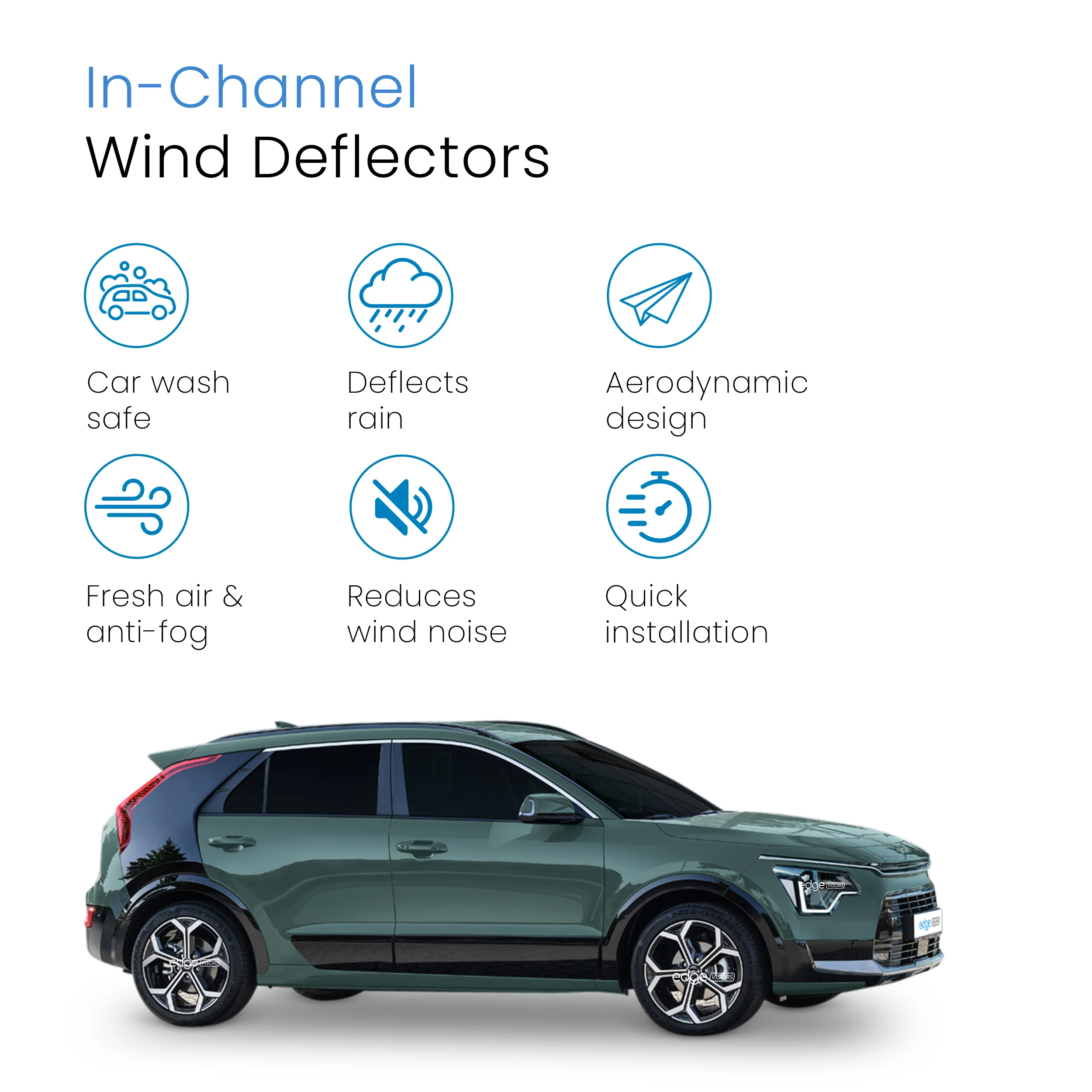 Kia Niro/E-Niro MK2 2022-2025 5 Door SUV Wind Deflectors 4pc - Image 3