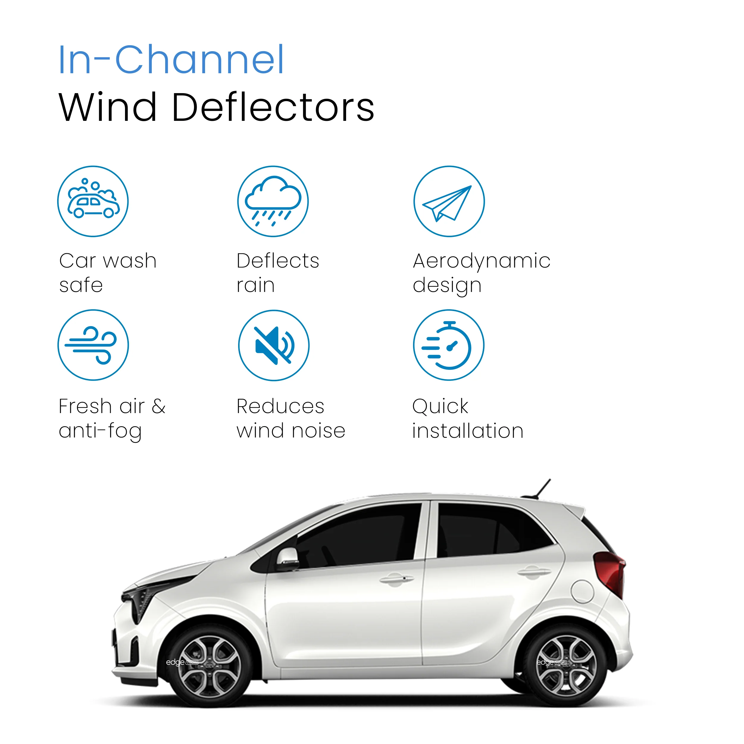 Kia Picanto MK3 2017-onwards 5 Door Hatchback Wind Deflectors 4pc - Image 3