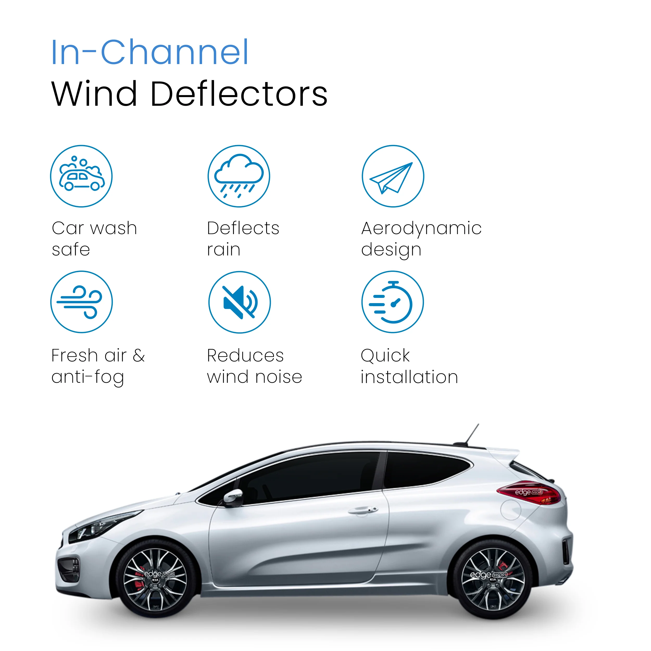Kia ProCeed MK2 2013-2019 3 Door Hatchback Wind Deflectors 2pc - Image 3