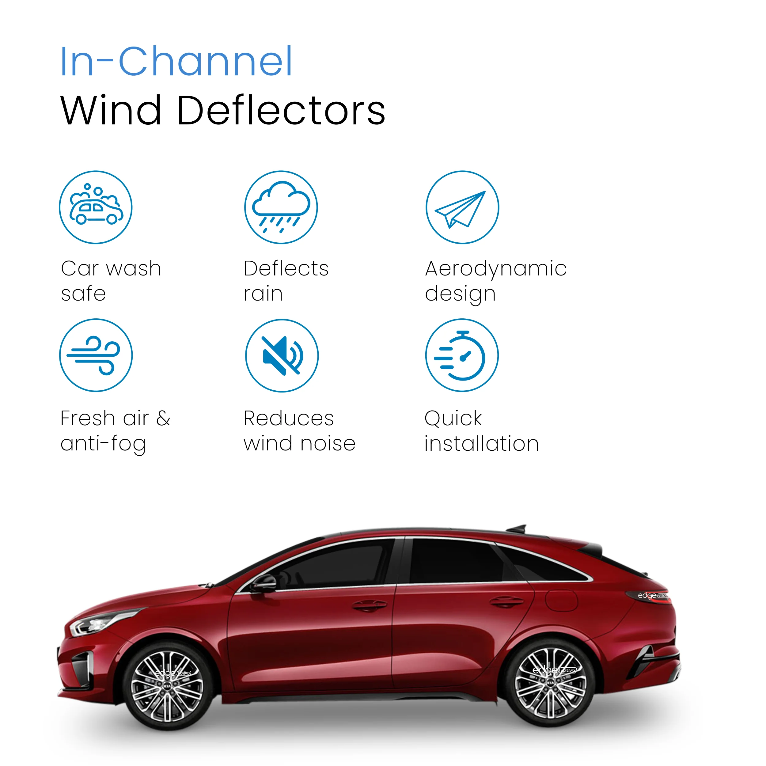 Kia ProCeed MK3 2019-2024 5 Door Estate Wind Deflectors 4pc - Image 3