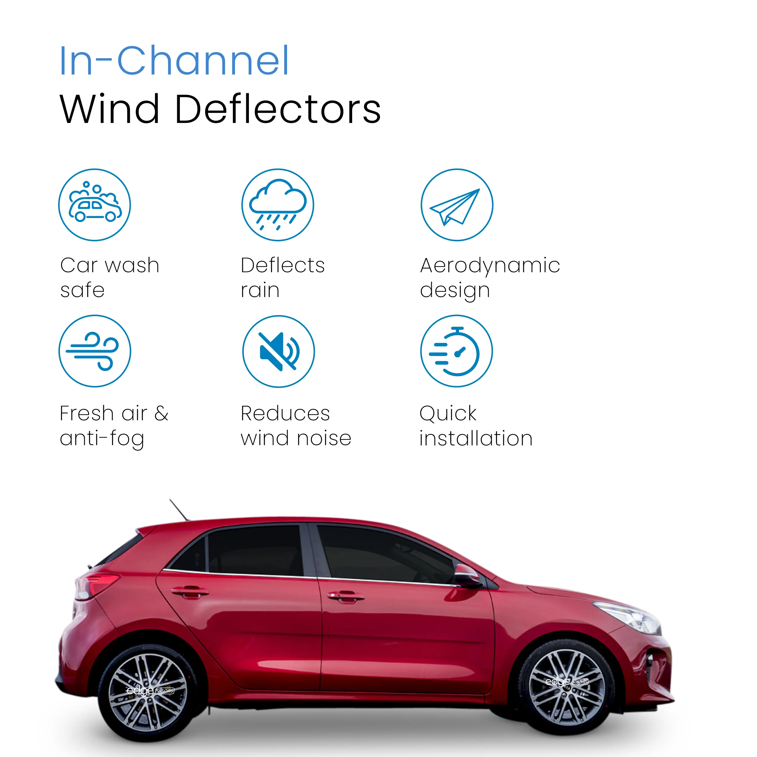Kia Rio MK4 2018-2023 5 Door Hatchback Wind Deflectors 4pc - Image 3