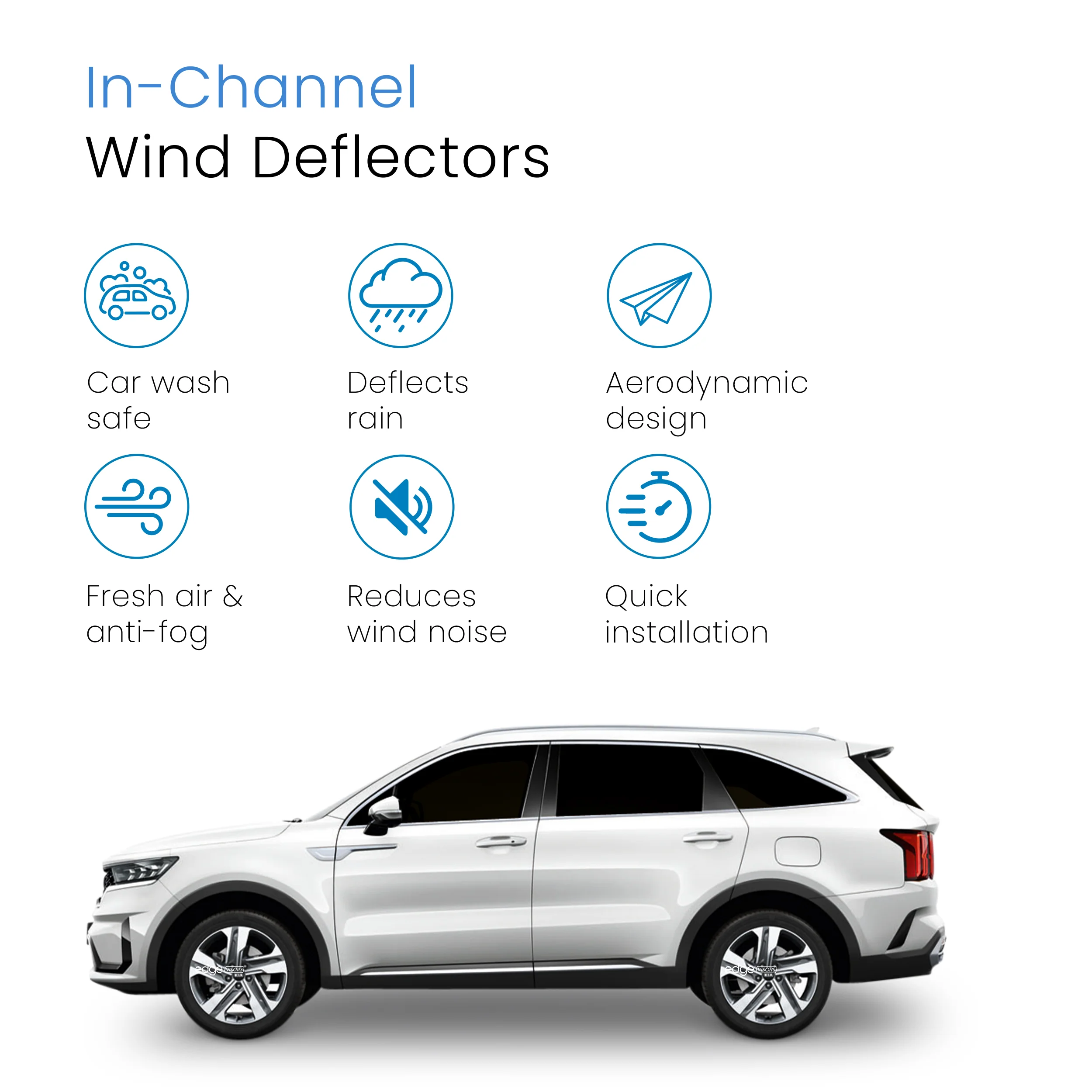 KIA Sorento MK4 2020-onwards 5 Door SUV Wind Deflectors 4pc - Image 3