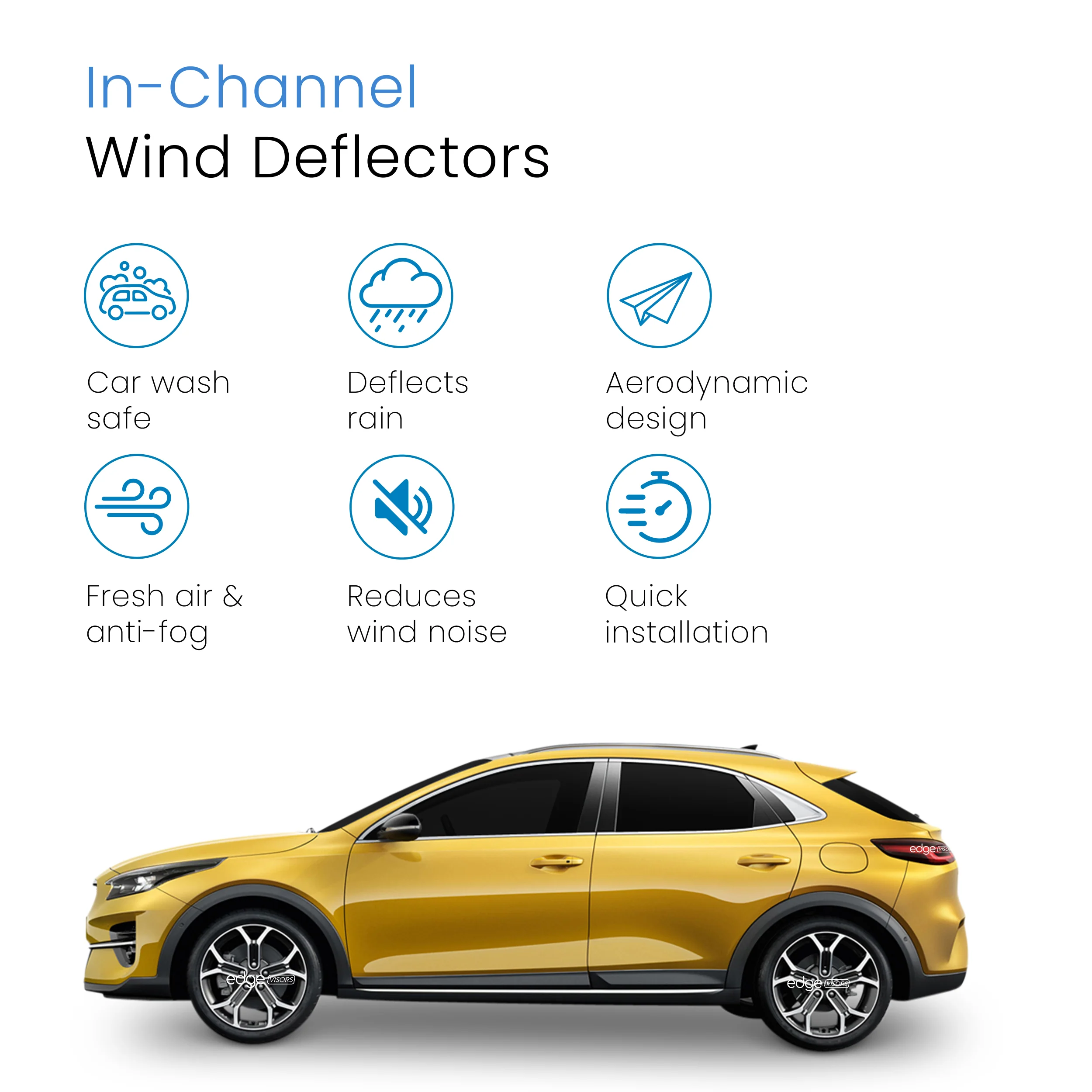 Kia XCeed 2019-Onwards 5 Door SUV/Crossover Wind Deflectors 4pc - Image 3