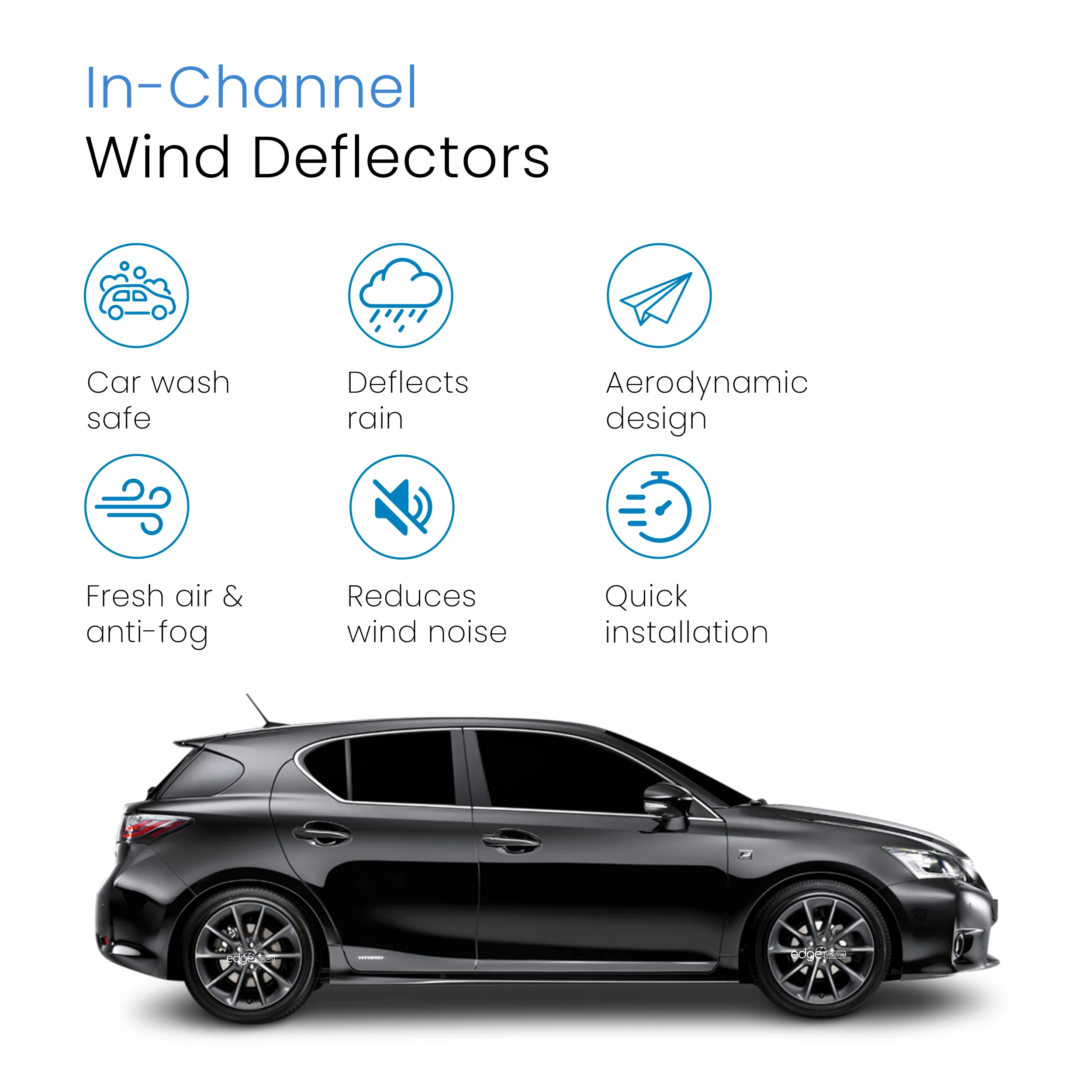 Lexus CT 200H 2011-2020 5 Door Hatchback Wind Deflectors 4pc - Image 3