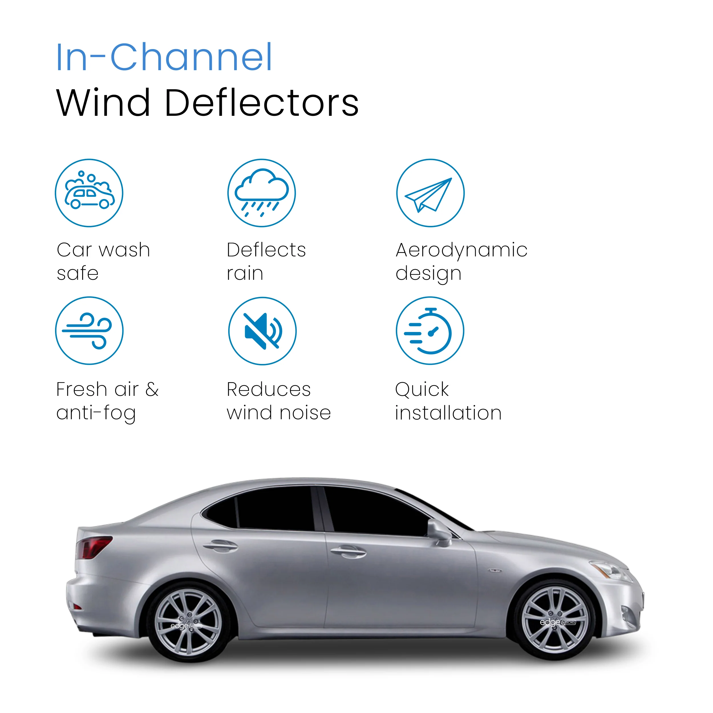 Lexus IS MK2 2005-2012 4 Door Saloon Wind Deflectors 4pc - Image 3