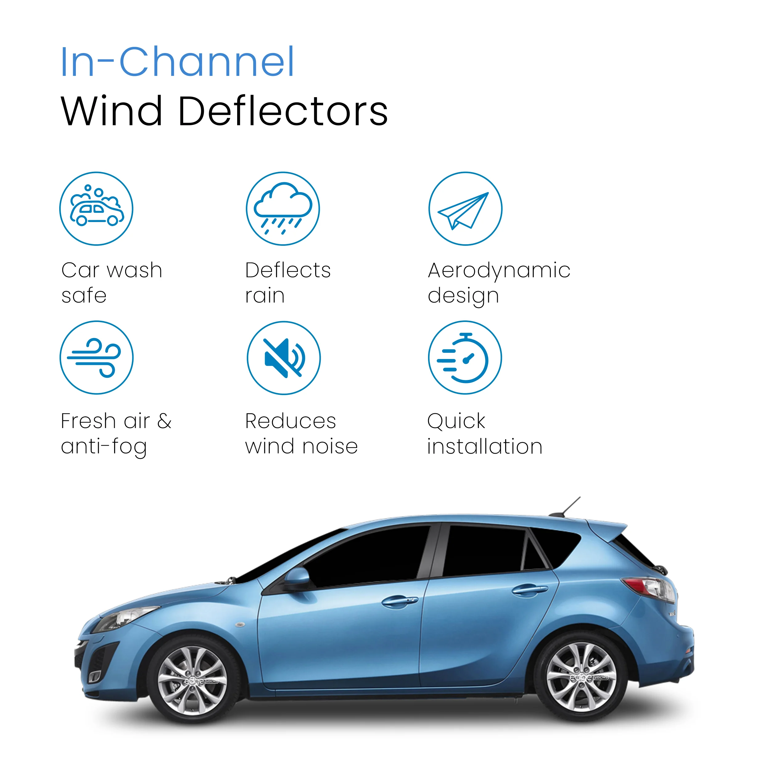 Mazda 3 MK2 2009-2014 5 Door Hatchback Wind Deflectors 4pc - Image 3