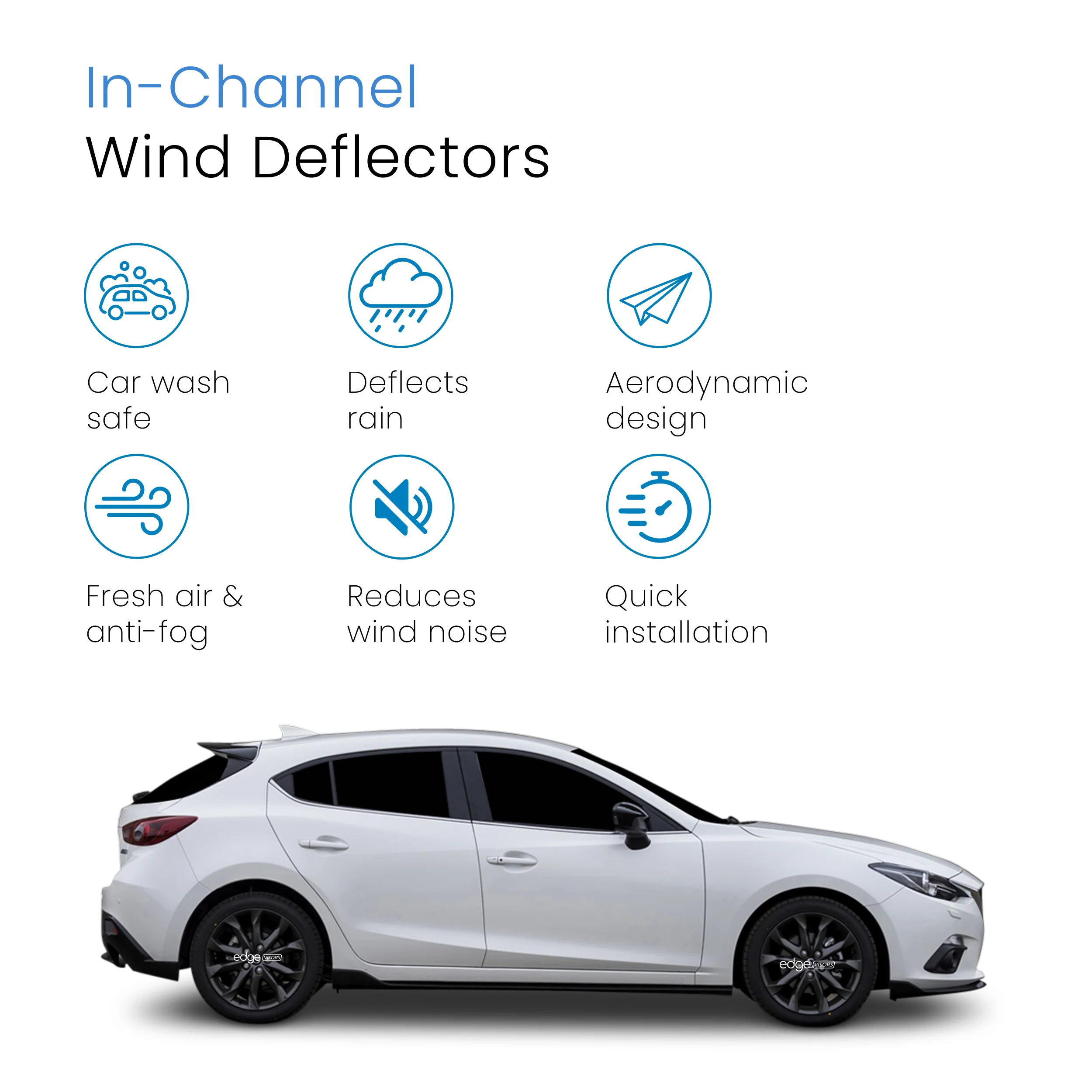 Mazda 3 MK3 2013-2018 4/5 Door Hatchback/Saloon Wind Deflectors 4pc - Image 3