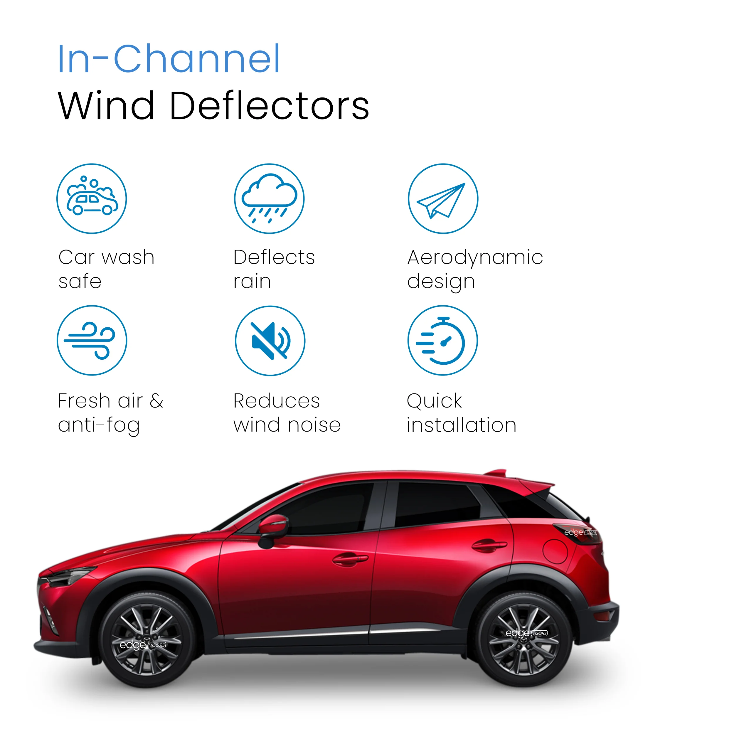 Mazda CX-3 2014-Onwards 5 Door SUV Wind Deflectors 4pc - Image 3