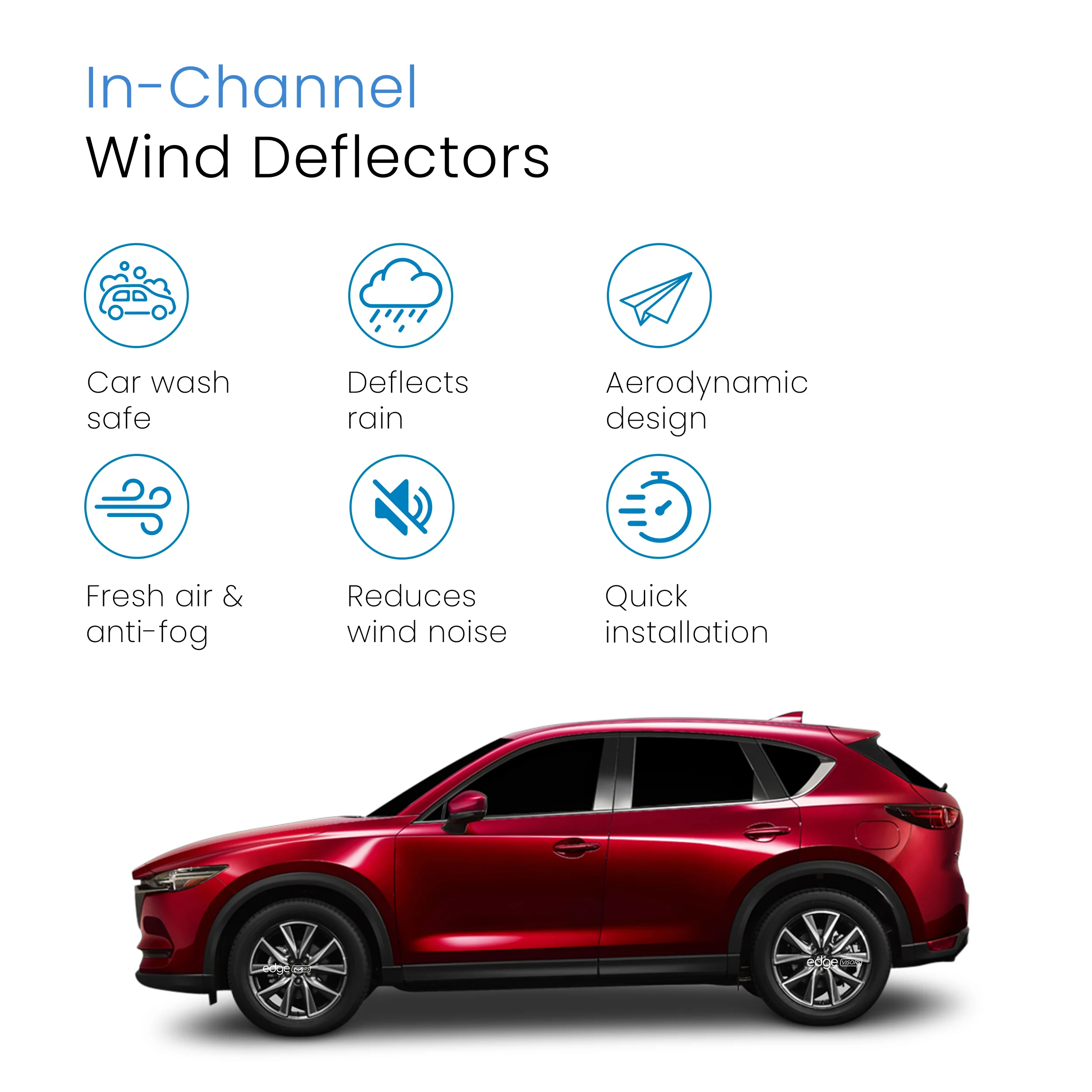 Mazda CX-5 MK2 2017-onwards 5 Door SUV Wind Deflectors 4pc - Image 3