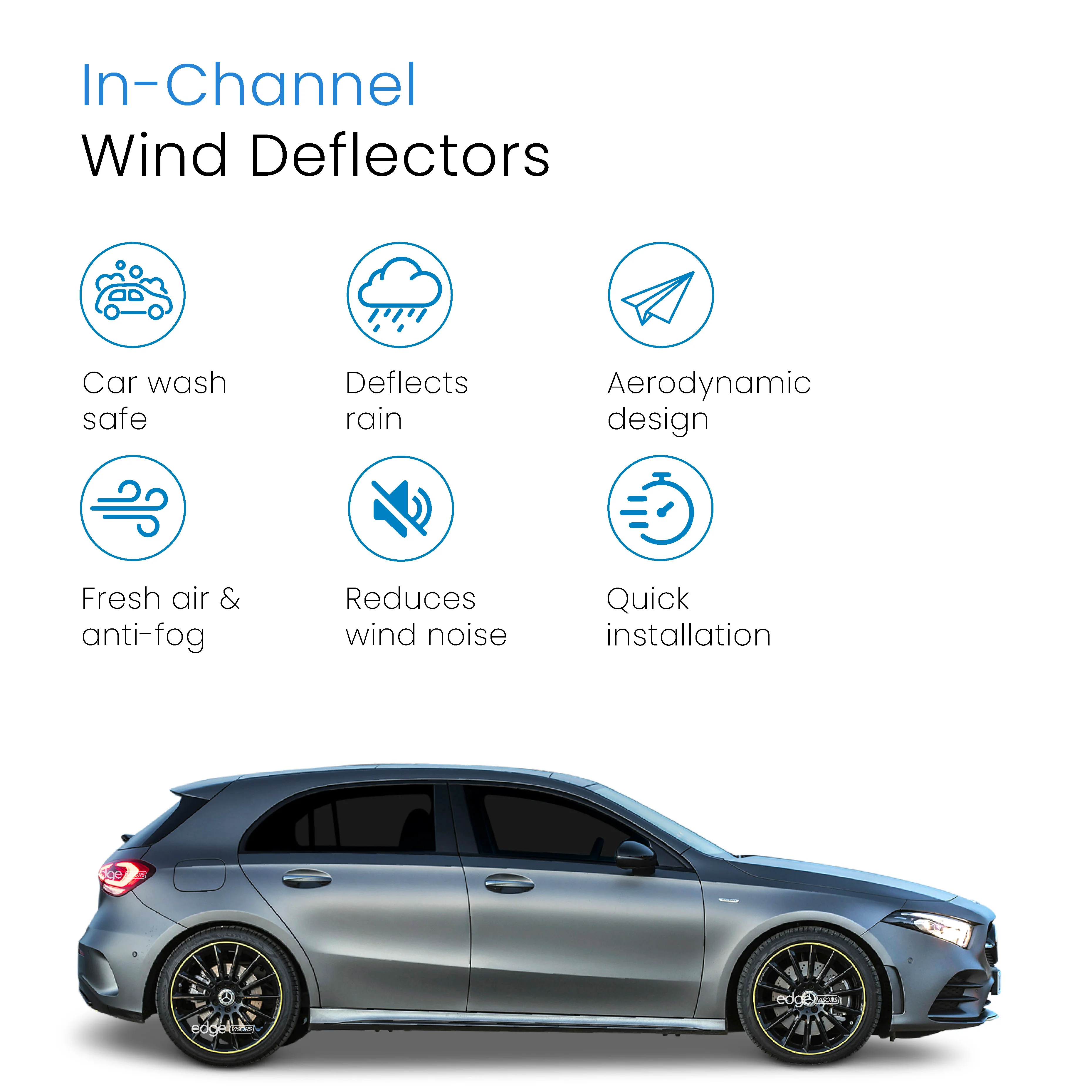 Mercedes A-Class W177 AMG 2018-onwards 5 Door Hatchback Wind Deflectors 4pc - Image 3