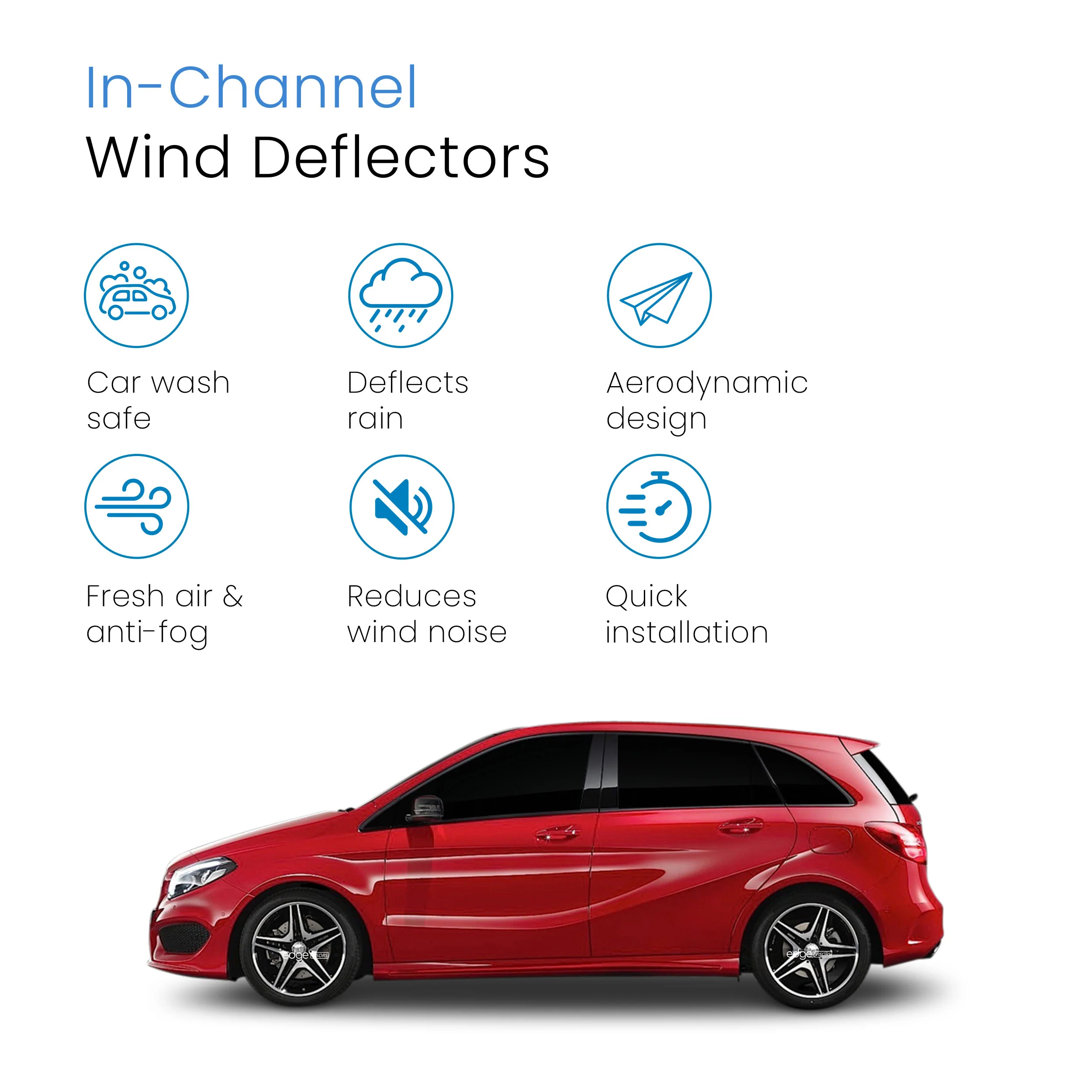 Mercedes B-Class W246 MK2 2011-2019 5 Door Hatchback Wind Deflectors 4pc - Image 3