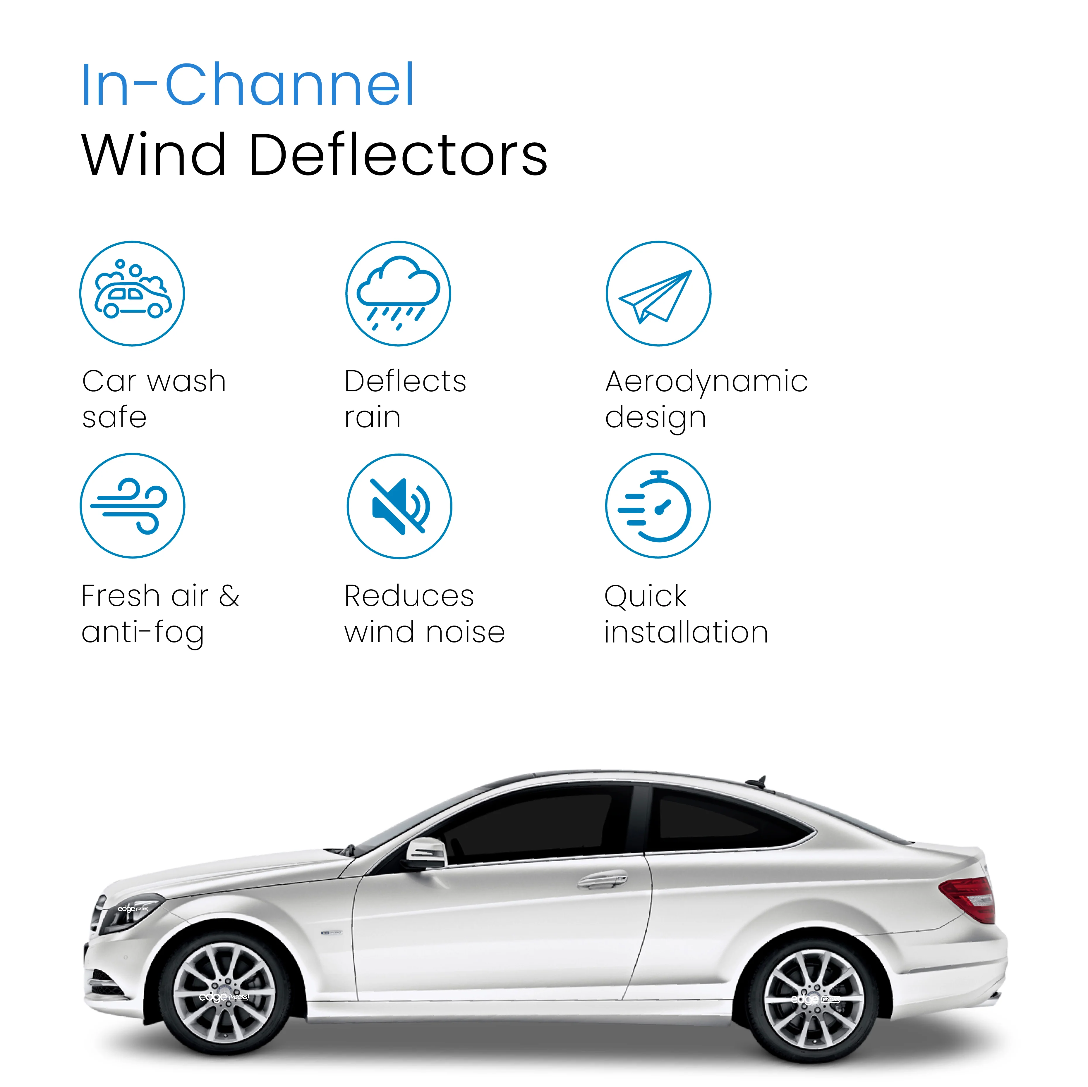 Mercedes C-Class W204 2006-2015 3 Door Coupe Wind Deflectors 2pc - Image 3