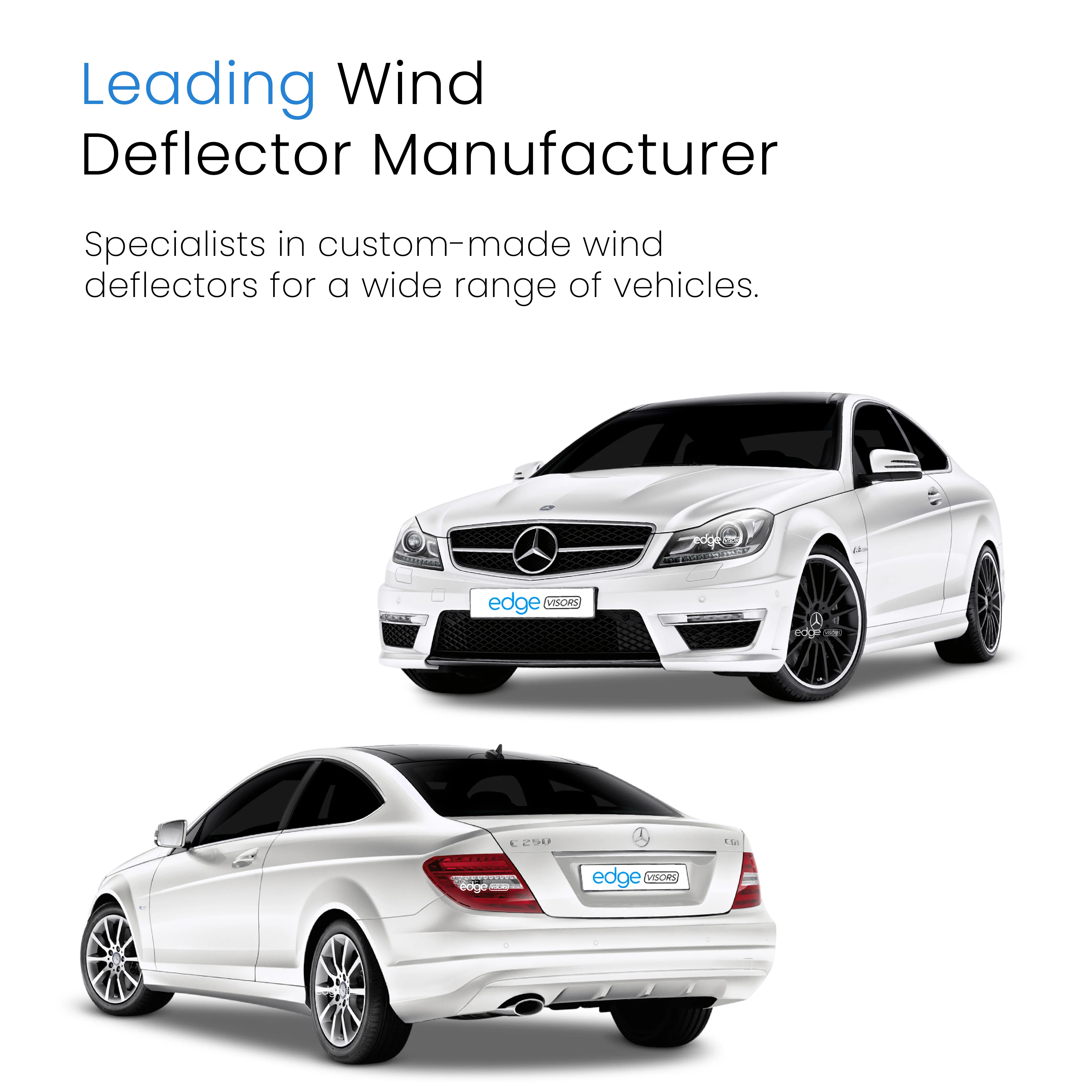 Mercedes C-Class W204 2006-2015 3 Door Coupe Wind Deflectors 2pc - Image 4