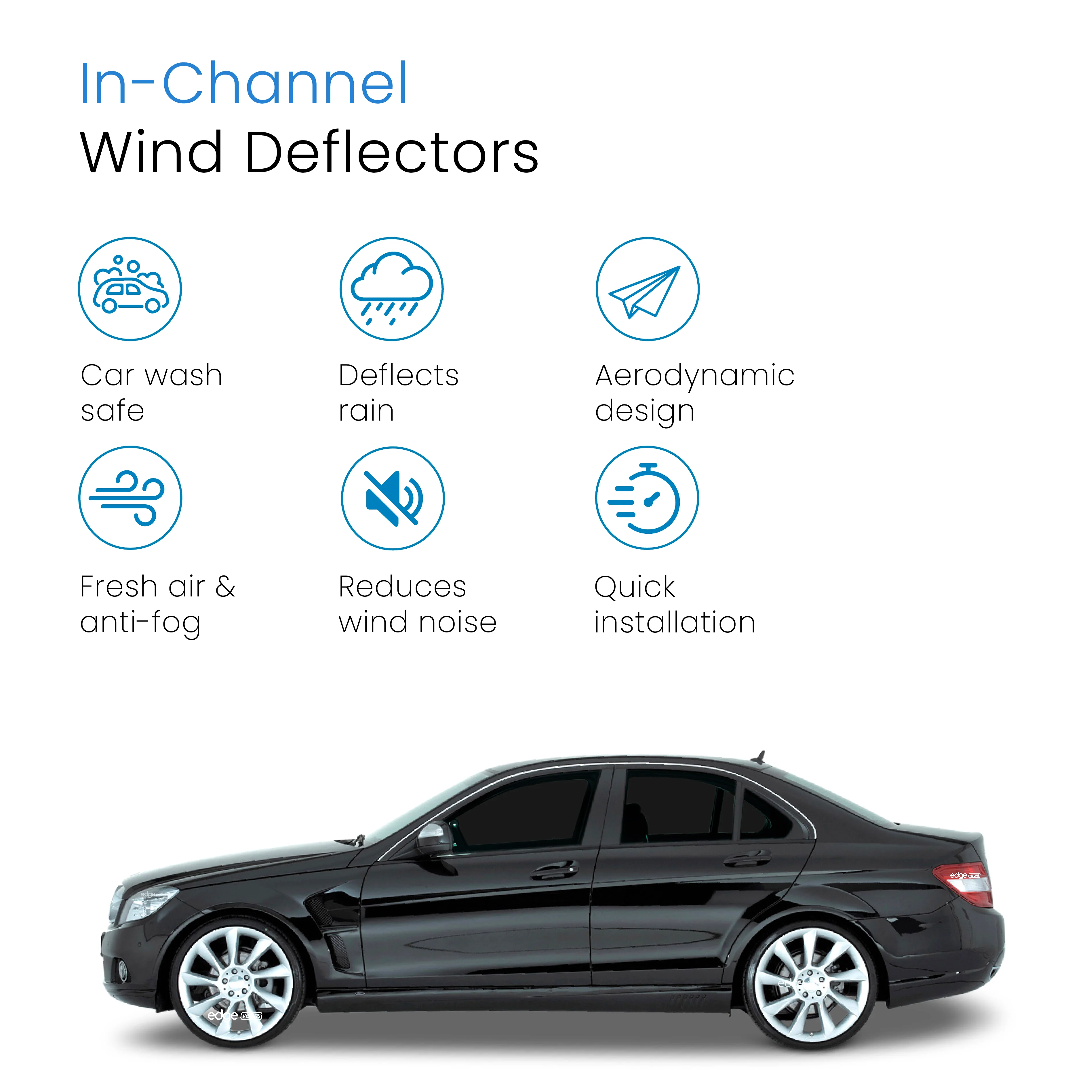 Mercedes C-Class W204 2007-2014 4 Door Saloon Wind Deflectors 4pc - Image 3
