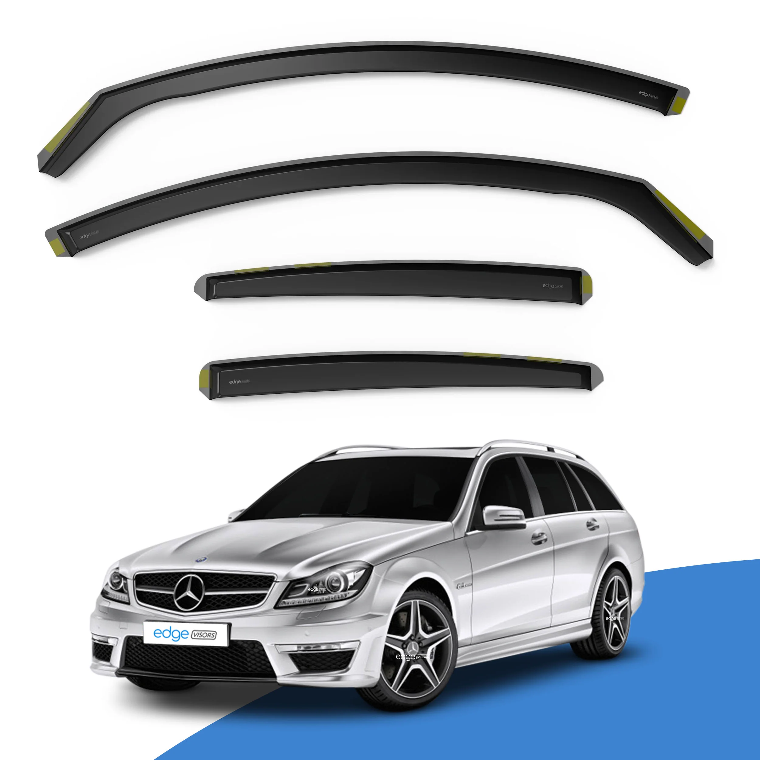 Mercedes C-Class W204 2007-2014 5 Door Estate Wind Deflectors 4pc - Image 2