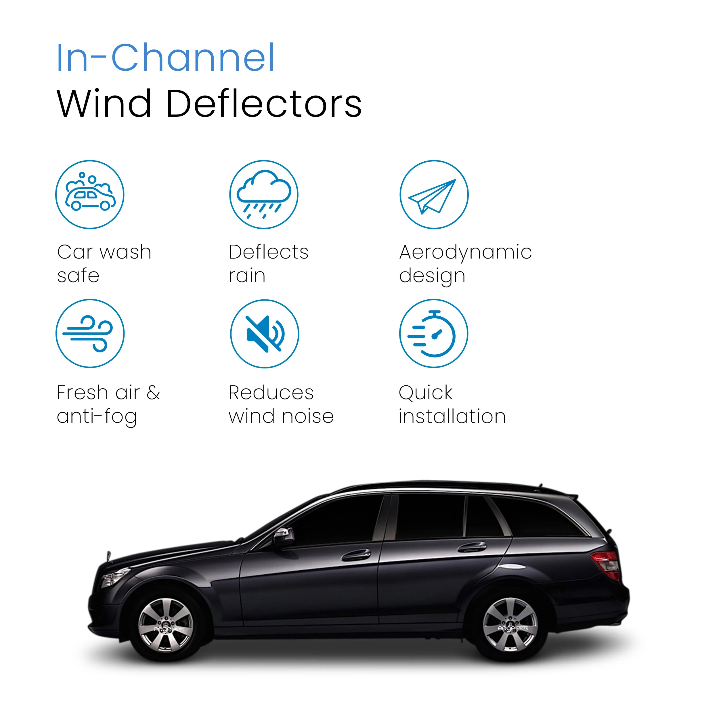 Mercedes C-Class W204 2007-2014 5 Door Estate Wind Deflectors 4pc - Image 3