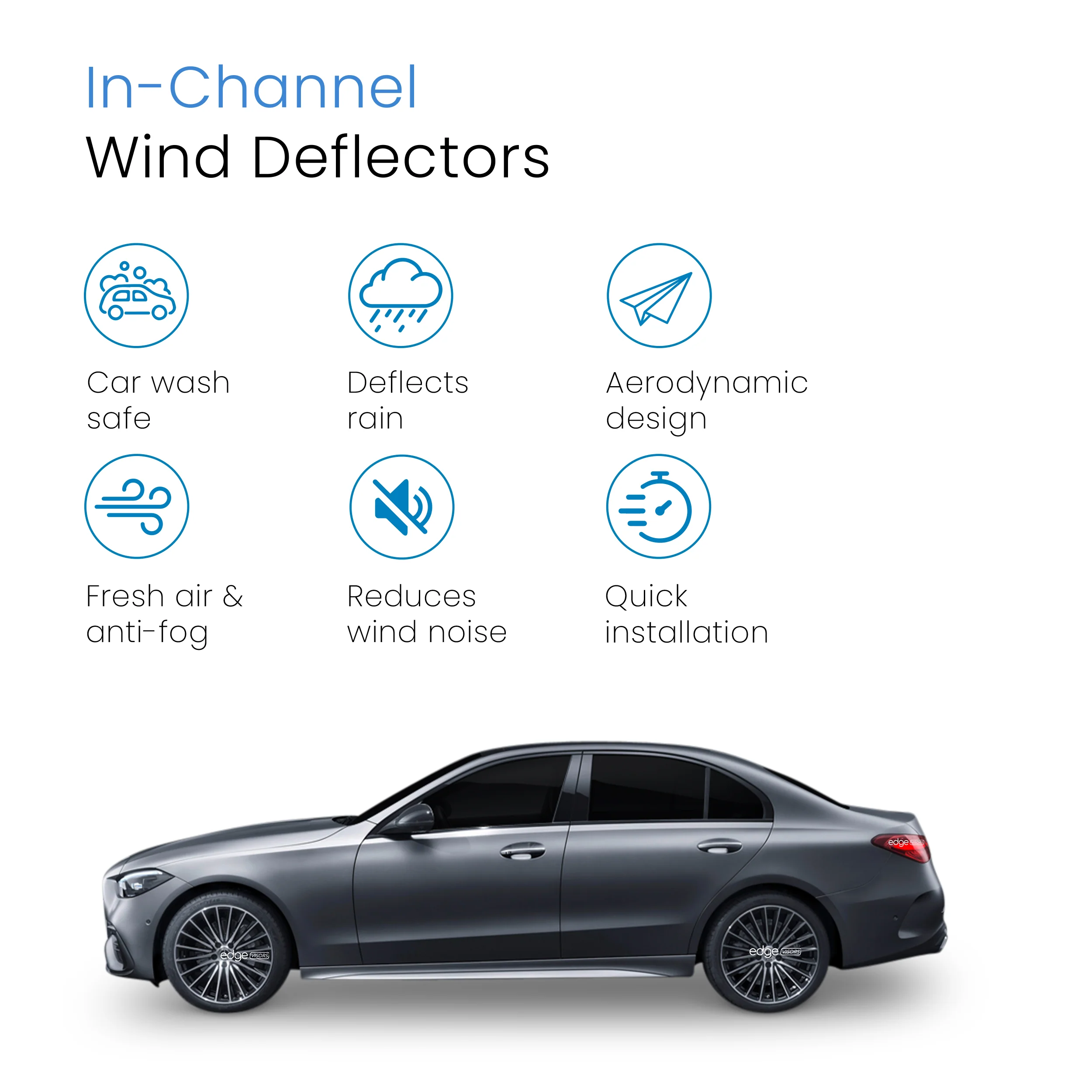Mercedes C-Class W206 2022-onwards 4 Door Saloon Wind Deflectors 4pc - Image 3