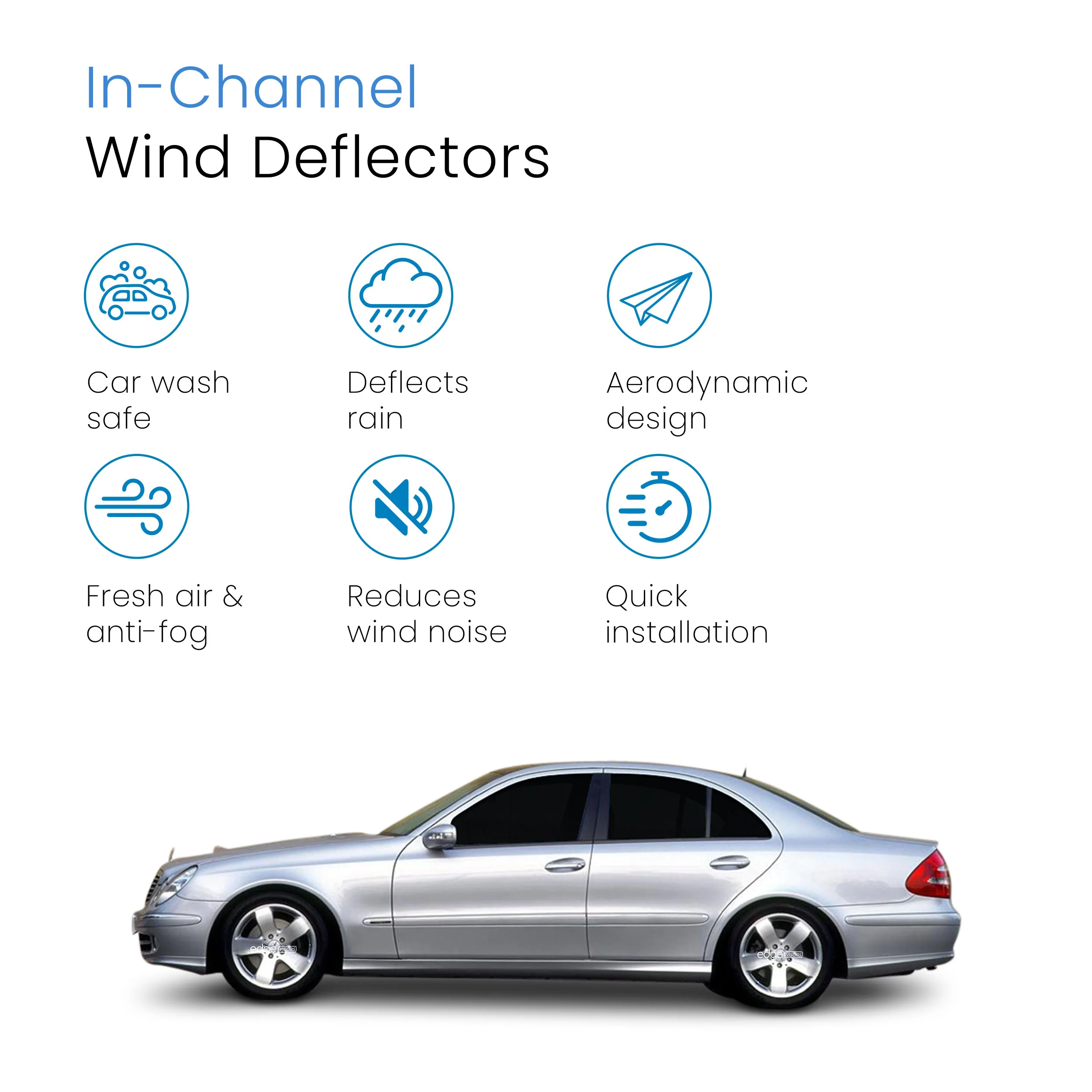 Mercedes E-Class W211 2002-2009 5 Door Saloon Wind Deflectors 4pc - Image 3