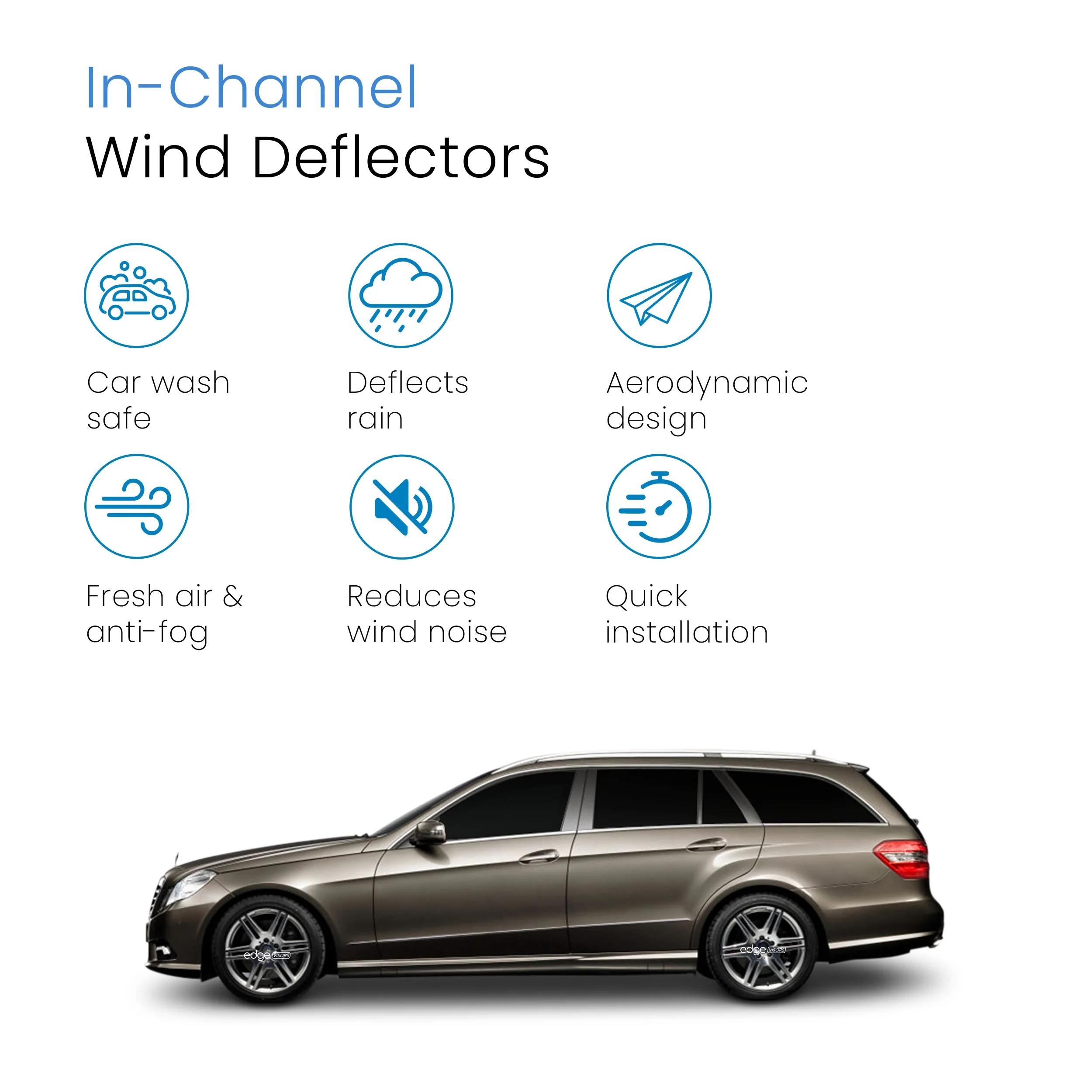 Mercedes E-Class W212 2009-2016 5 Door Estate Wind Deflectors 4pc - Image 3