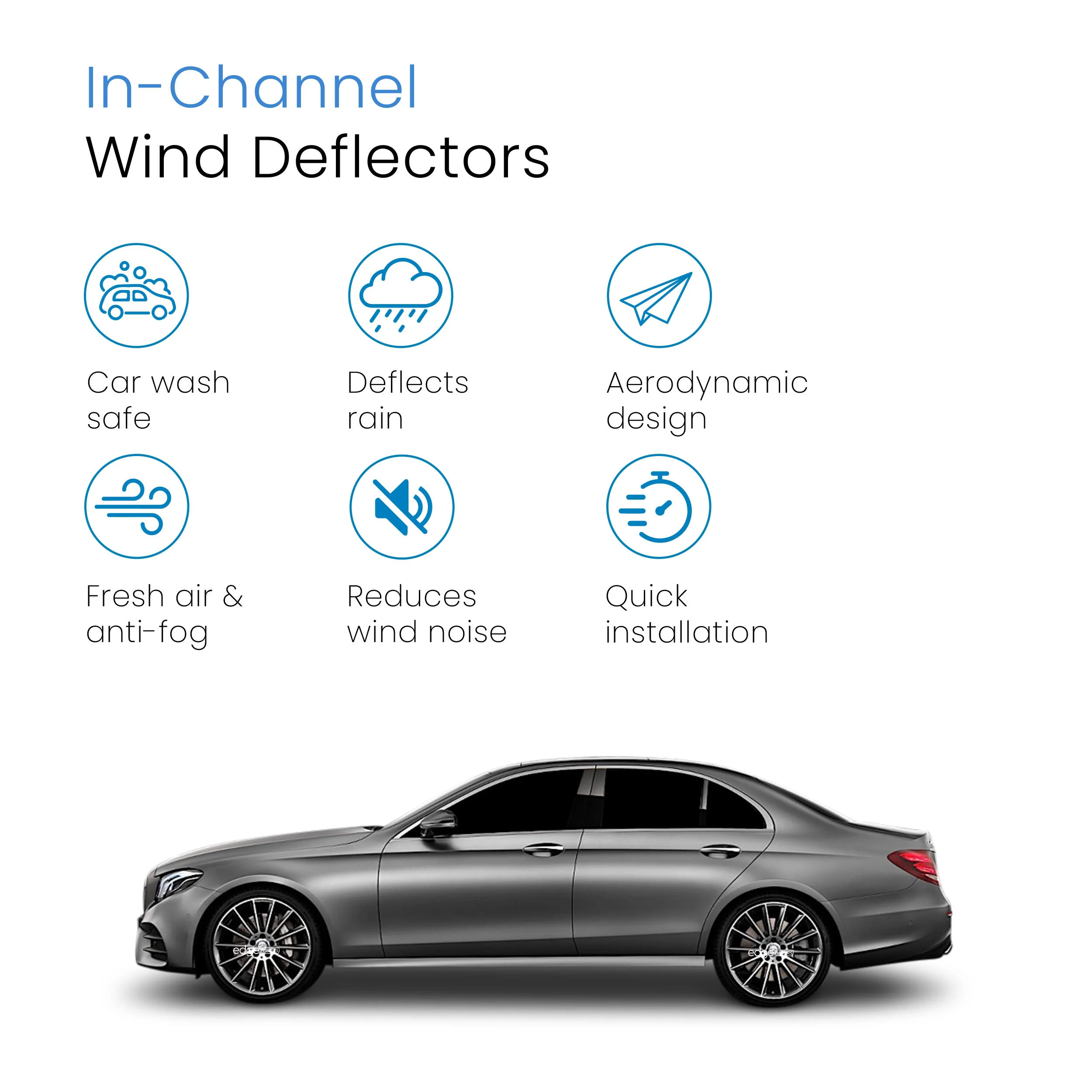 Mercedes E-Class W213 2016-2023 4 Door Saloon Wind Deflectors 4pc - Image 3