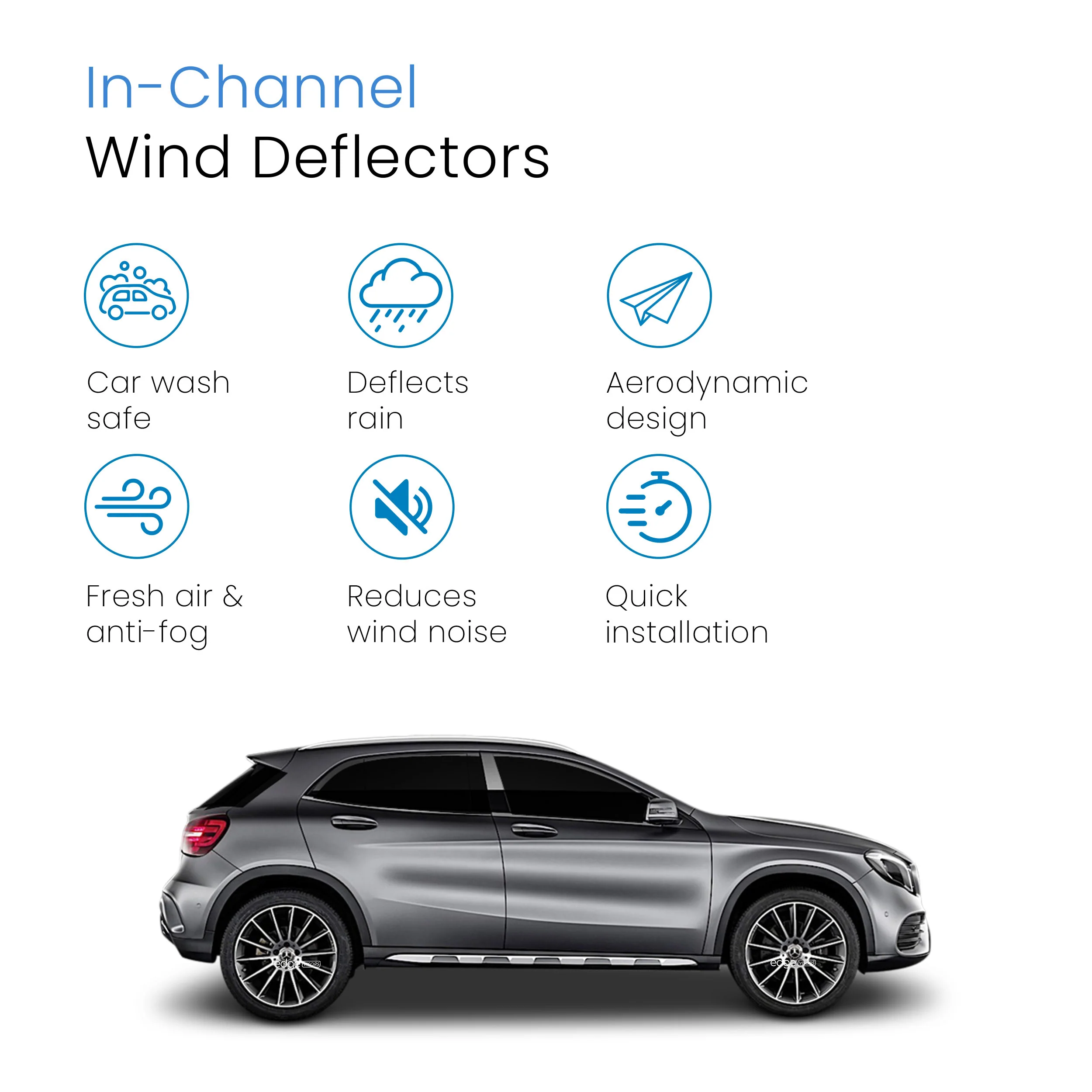 Mercedes GLA X156 MK1 2013-2019 5 Door SUV Wind Deflectors 4pc - Image 3