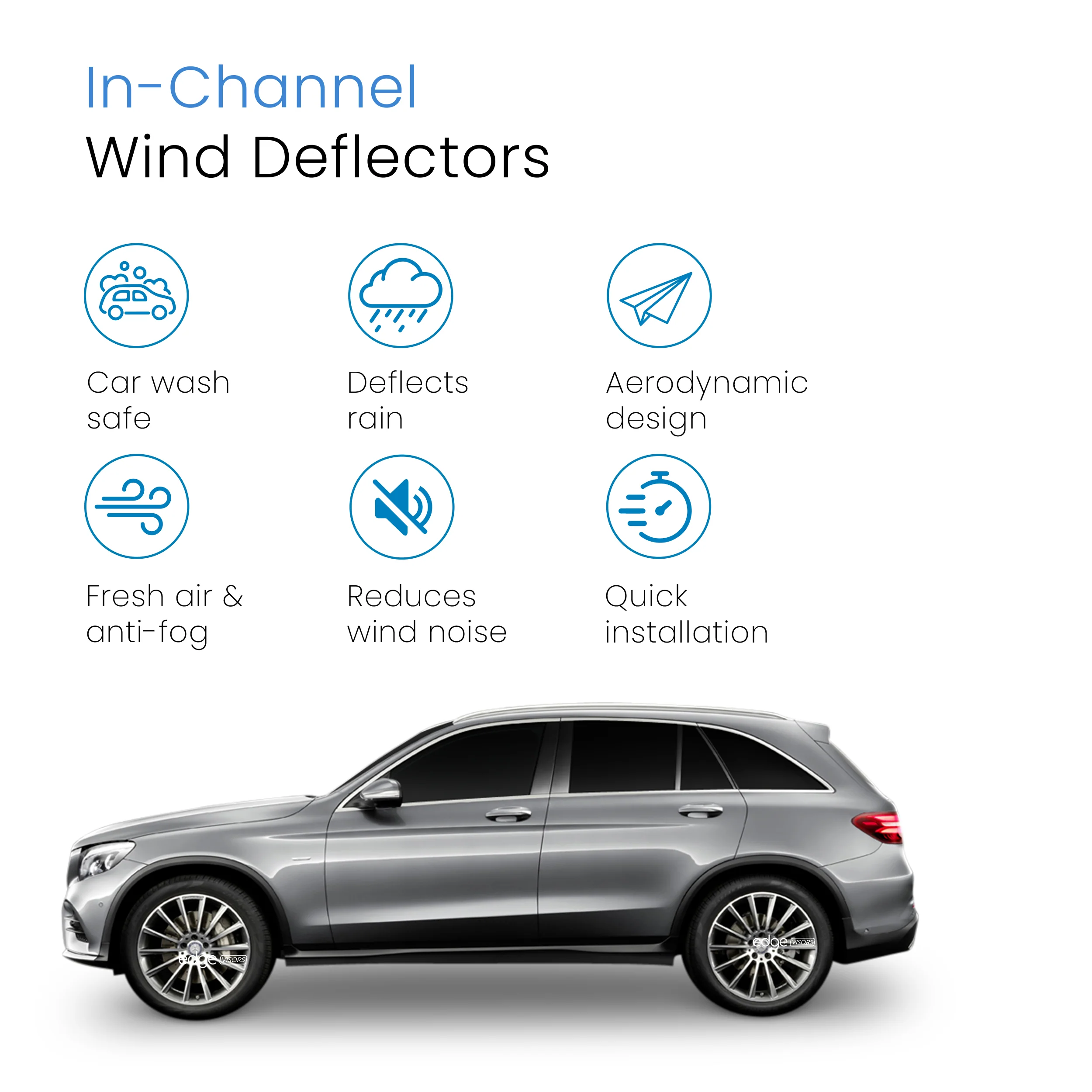 Mercedes GLC MK1 X253 2016-2022 5 Door SUV Wind Deflectors 4pc - Image 3