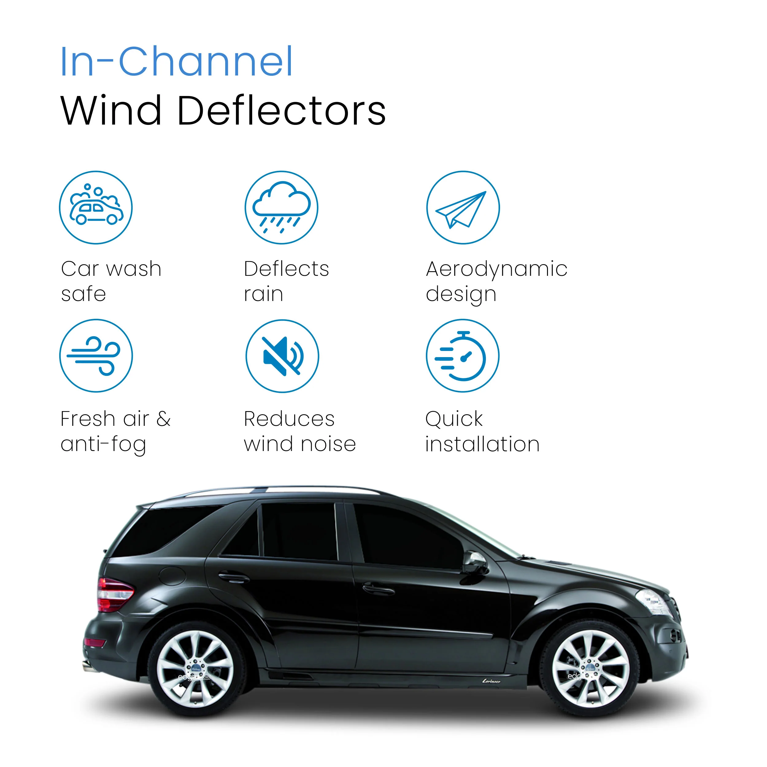 Mercedes M-Class ML W164 2005-2011 5 Door SUV Wind Deflectors 4pc - Image 3
