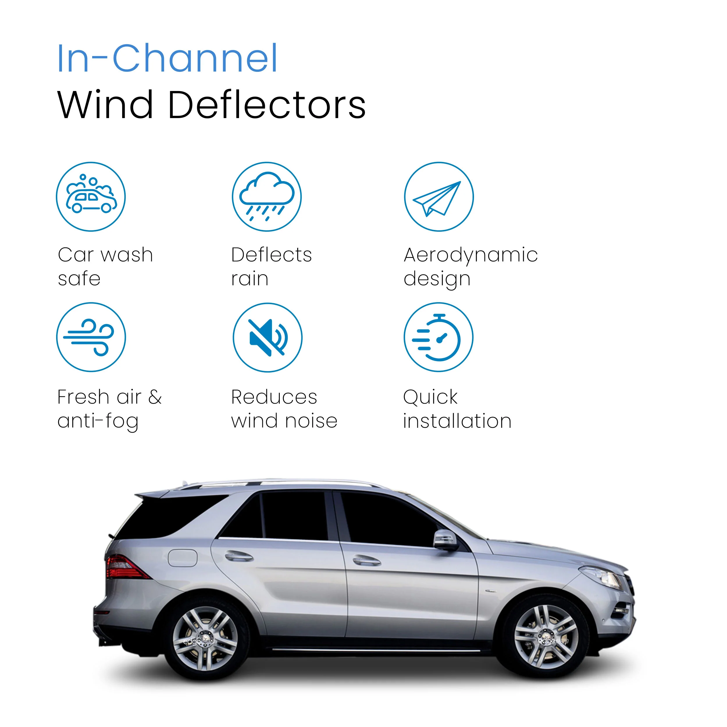 Mercedes M-Class ML W166 or AMG 2012-2015 5 Door SUV Wind Deflectors 4pc - Image 3