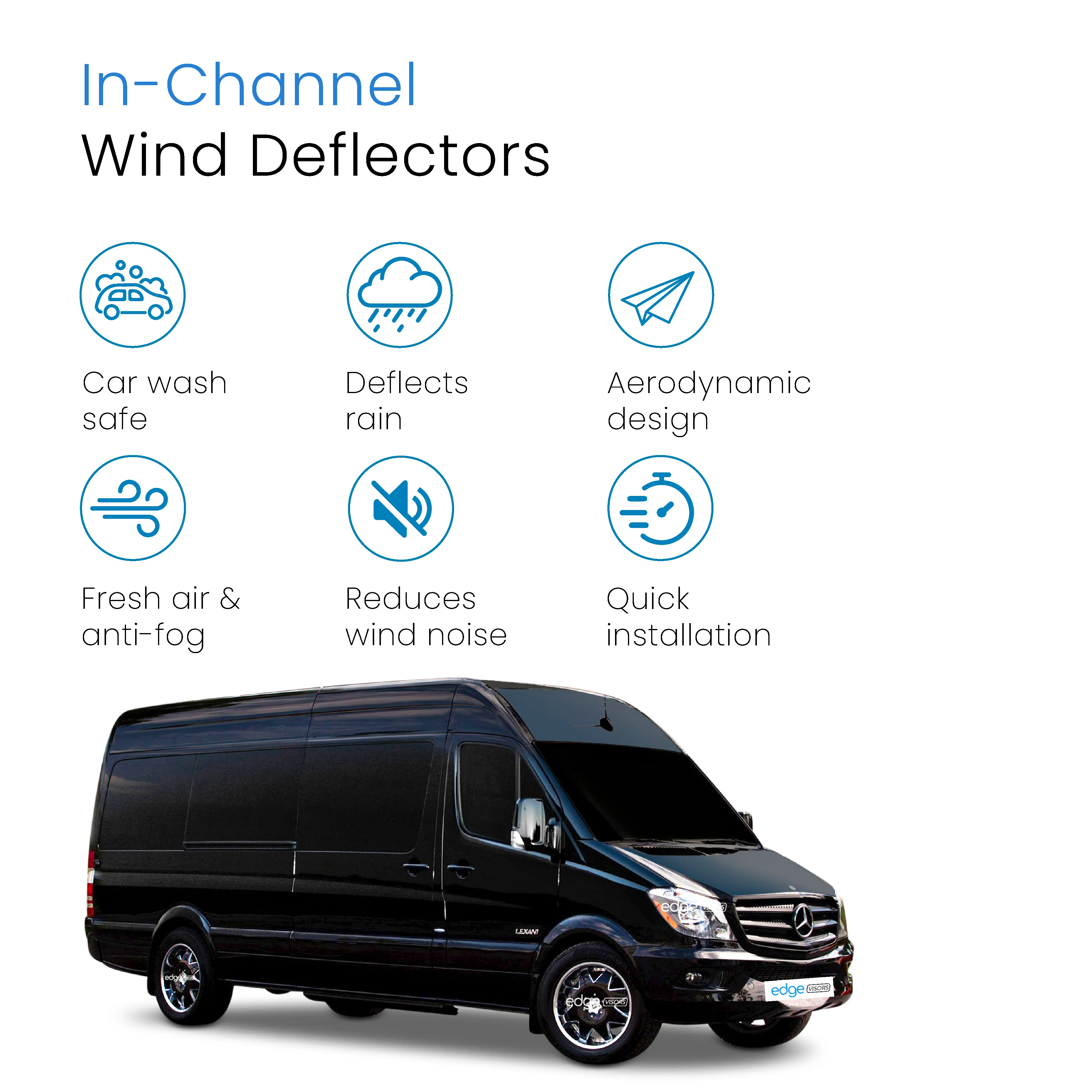 Mercedes Sprinter MK2 2006-2018 2 Door Van Wind Deflectors 2pc - Image 3