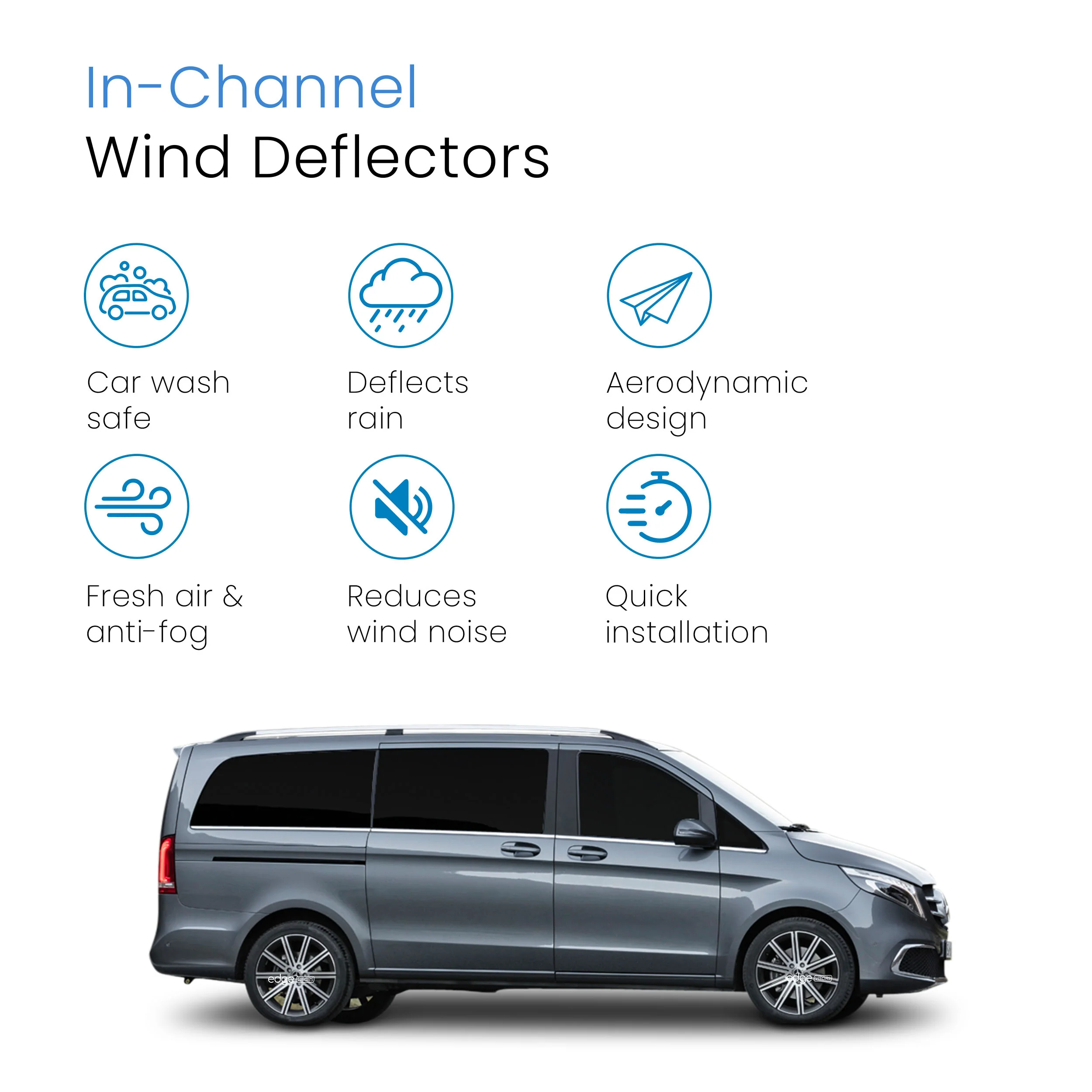 Mercedes Vito W447 MK3 2014-Onwards Van Wind Deflectors 2pc - Image 3
