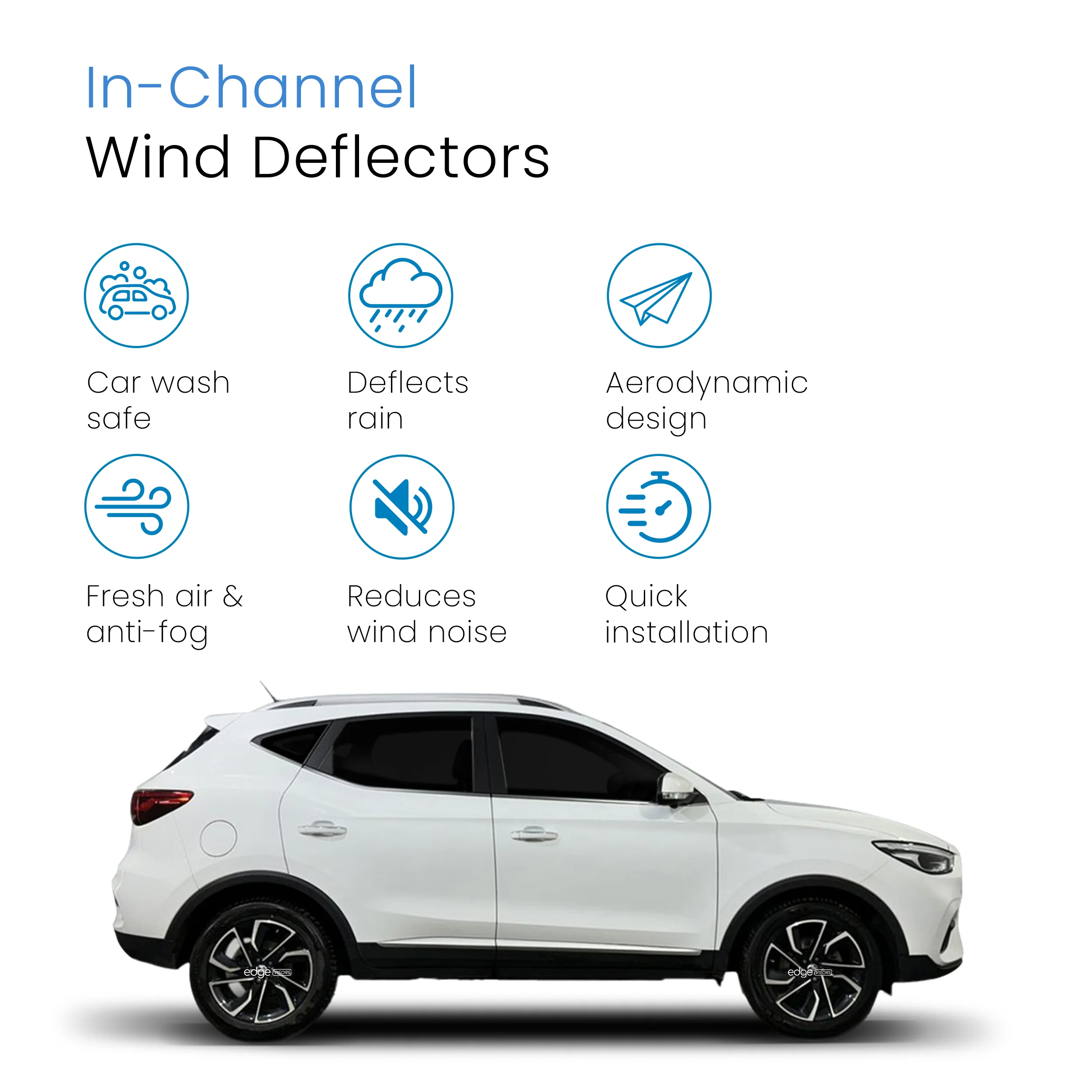 MG ZS MK1 2017-2024 5 Door SUV Wind Deflectors 4pc - Image 3