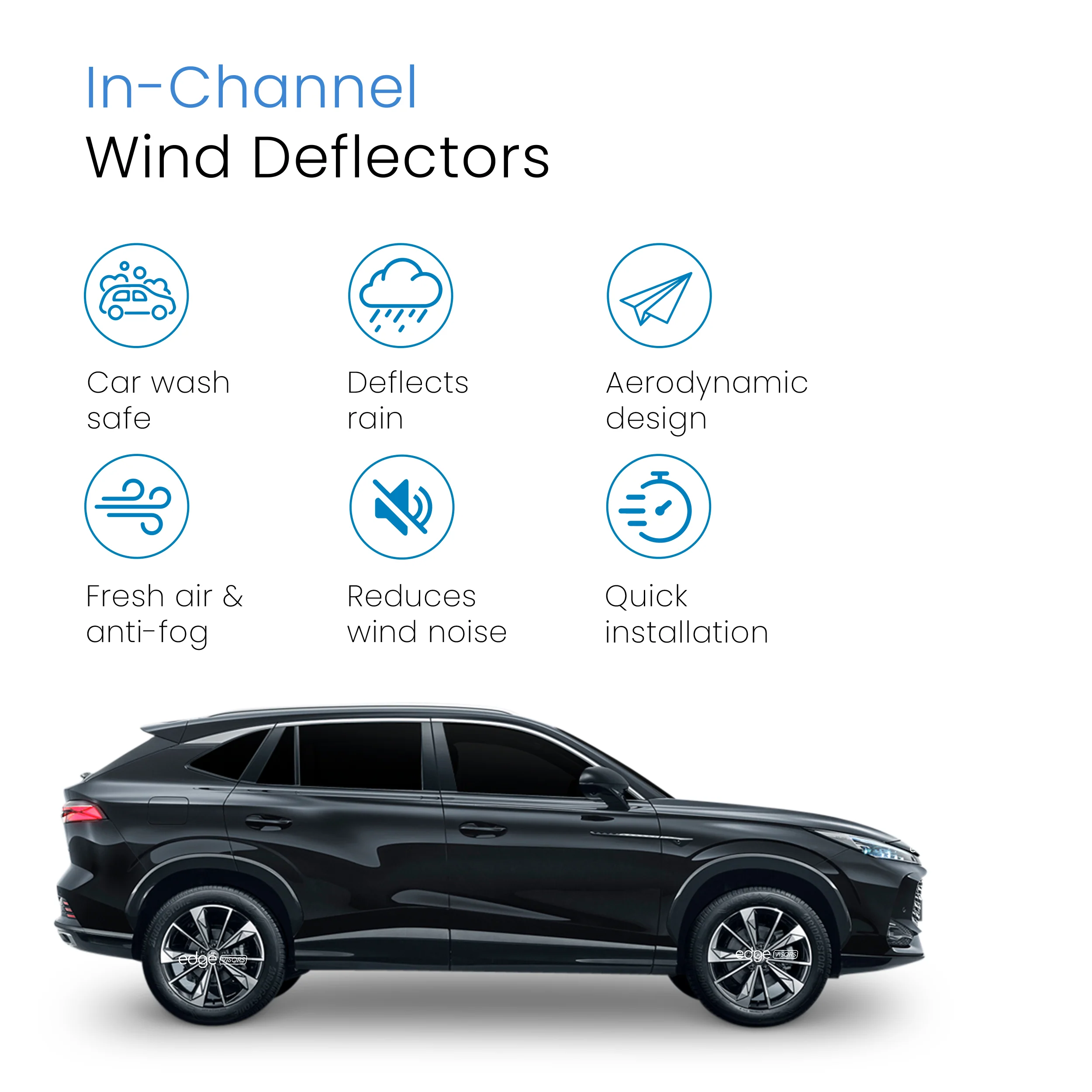 MG ZS MK2 2024-Onwards 5 Door SUV Wind Deflectors 4pc - Image 3